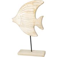 Szobor Fish - natúr színű, Trend, fa/fém (44cm)