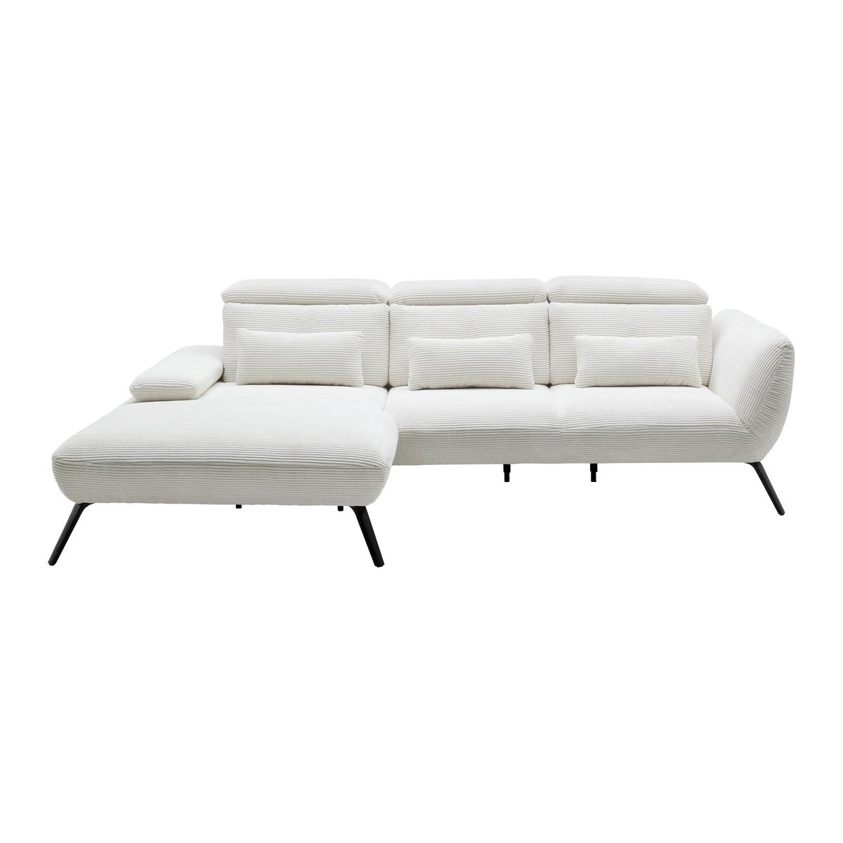Wohnlandschaft Seattle Weiß - Weiss/Schwarz, Modern, Holzwerkstoff/Textil (196/301cm) - Premium Living