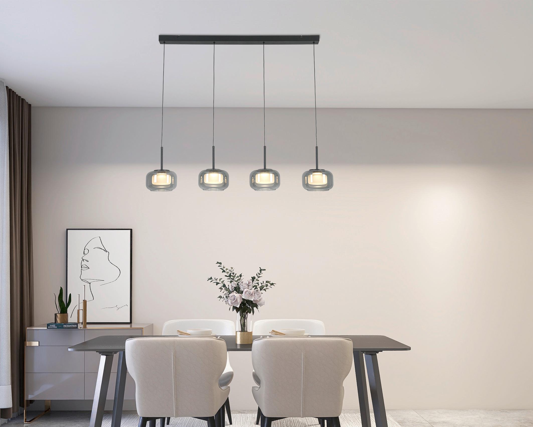 LED-HÄNGLAMPA KALTI - vit/svart, Modern, metall/glas (110/18/120cm) - Mömax