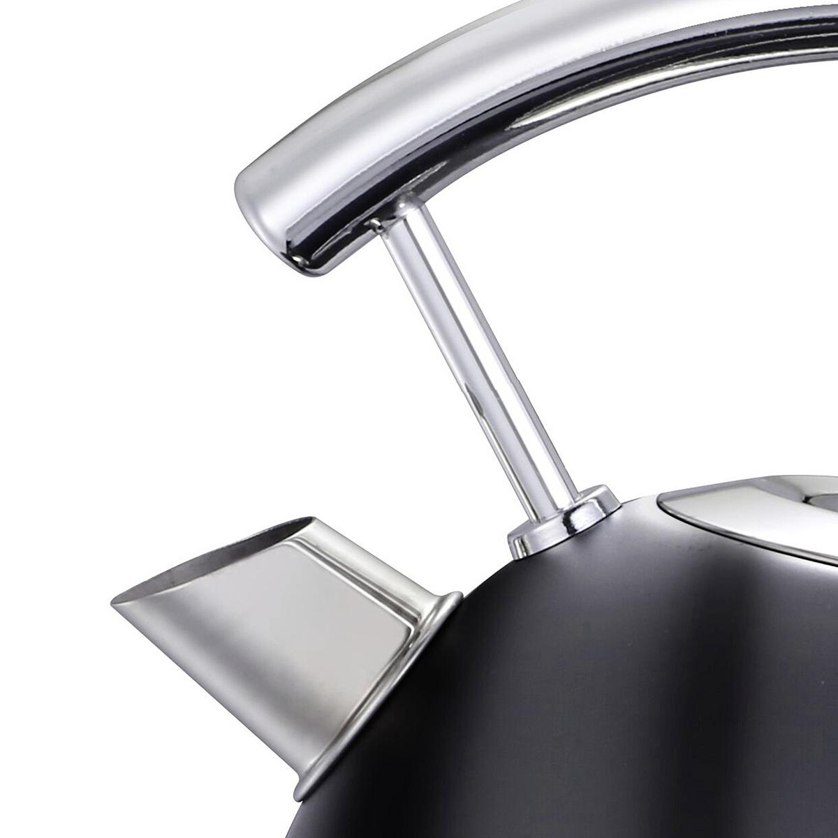 Wasserkocher Retro aus Edelstahl in Schwarz - Edelstahlfarben/Schwarz, KONVENTIONELL, Metall (24,1/26,7cm) - Insido