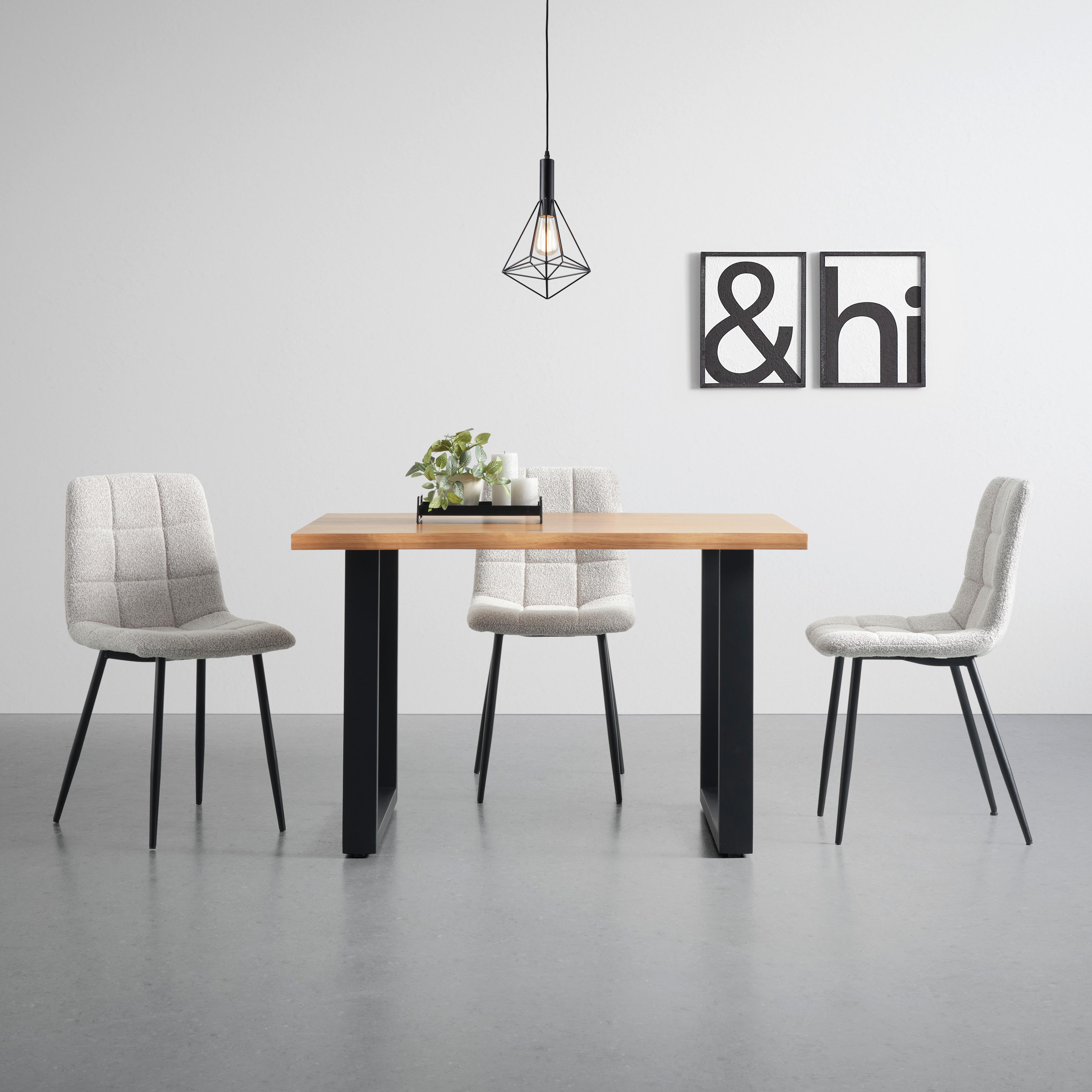 Esstisch Boston Schwarz/Eiche Artisan - Schwarz/Eiche Artisan, MODERN, Holz/Metall (120/85/76cm) - Mömax