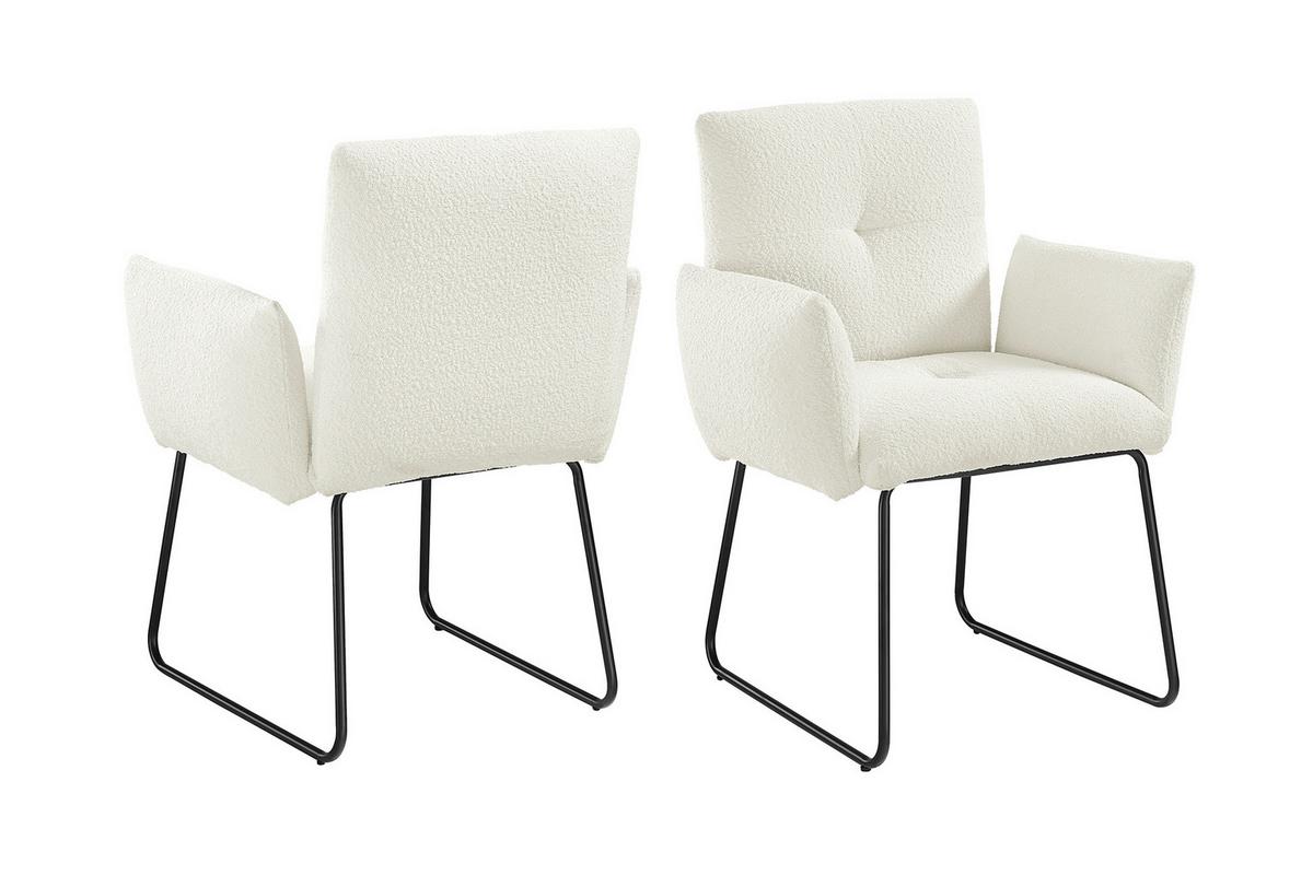 Naslanjač Bouclé, Bela - črna/bela, Moderno, kovina/tekstil (73,5/87/64,5cm) - Livetastic