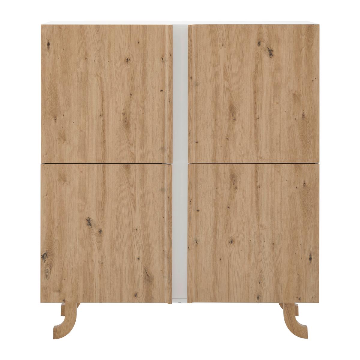 Visoka Komoda Vira, Barva Hrasta, Bela - barve bora/bela, Moderno, les (110/125/43cm) - Bessagi Home