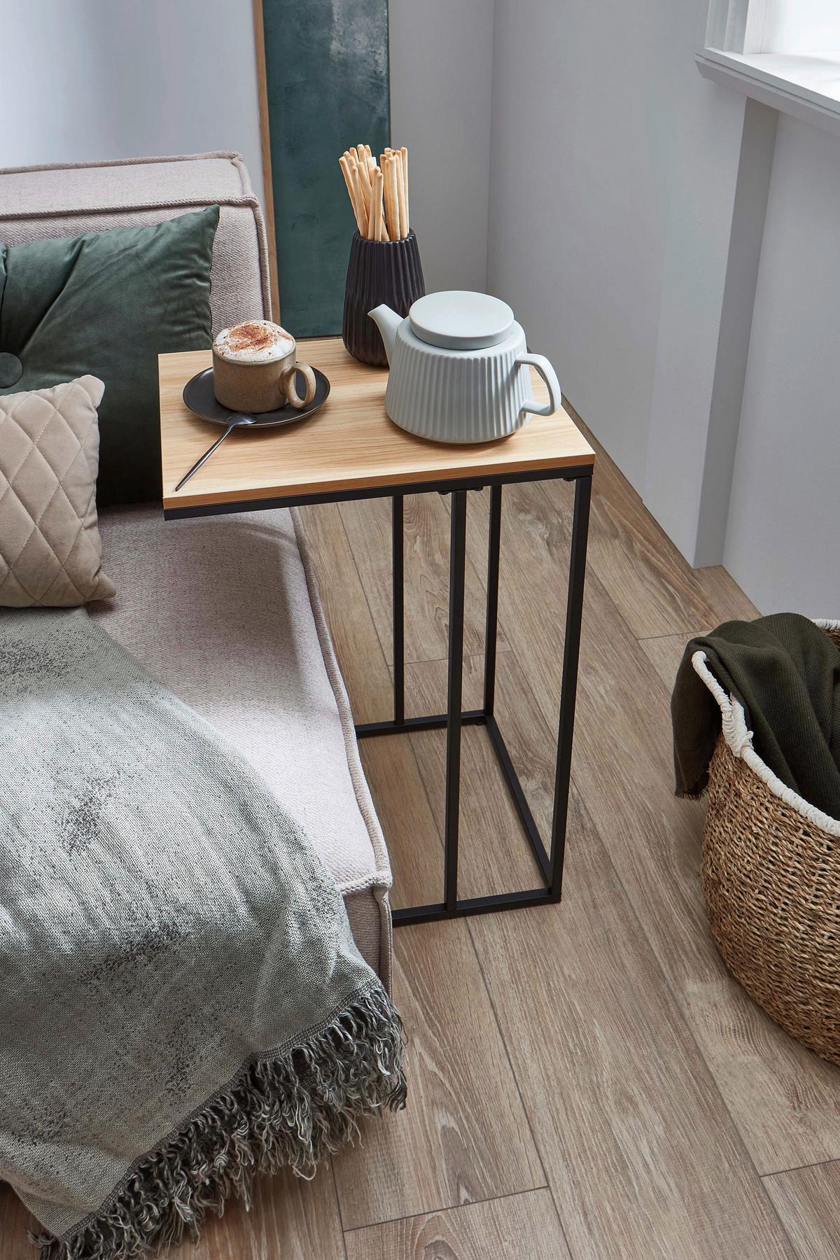 COUCHTISCH KLEINMÖBEL - noir, Design, métal/matériau de bois (30/58/40cm) - MID.YOU