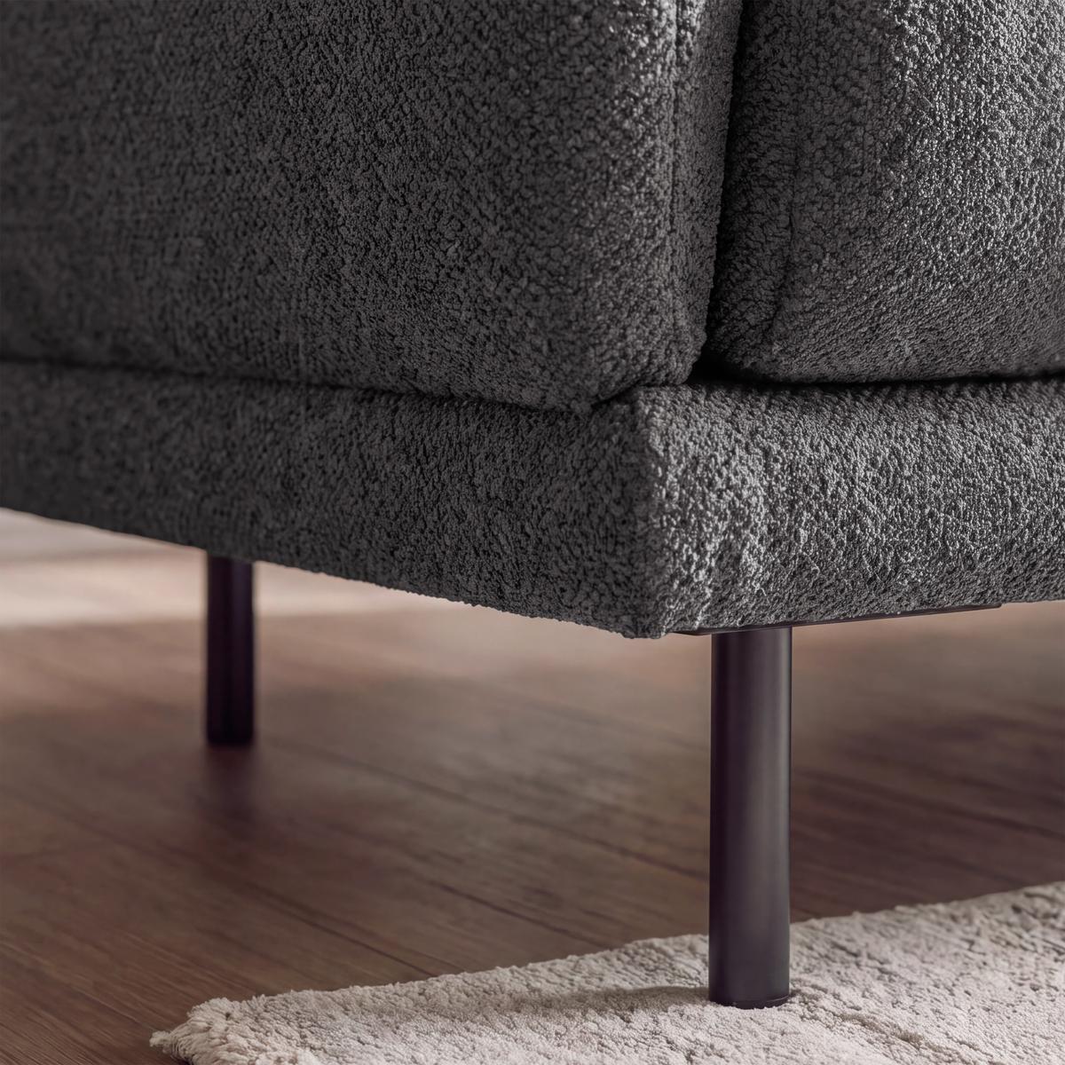Wohnlandschaft Celina Dunkelgrau Webstoff - Dunkelgrau/Schwarz, MODERN, Holz/Textil (278/180cm) - Bessagi Home