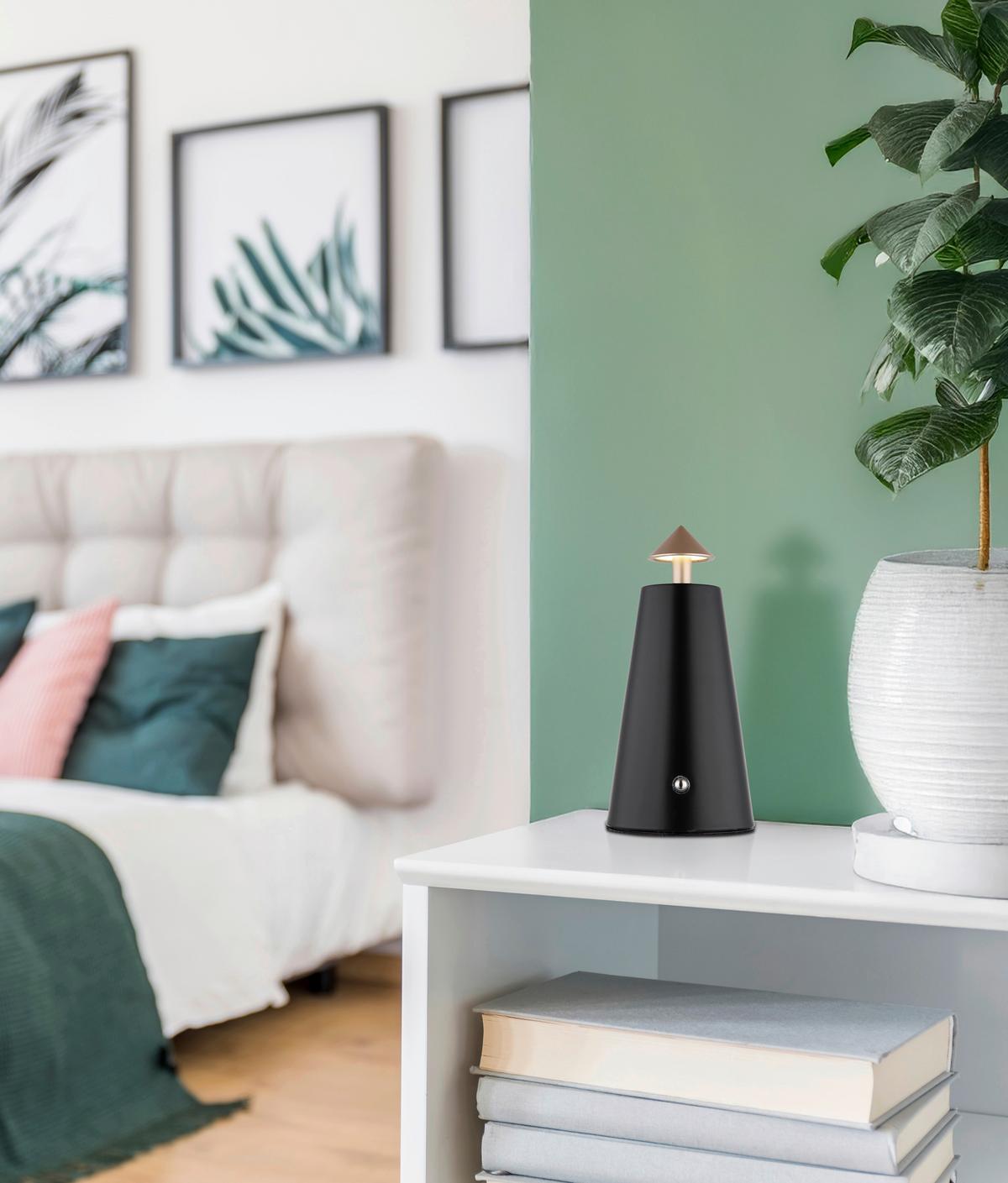 AKKU-TISCHLEUCHTE 21037CS LIVA - Weiss/Schwarz, Design, Kunststoff/Metall (9/19cm) - Globo