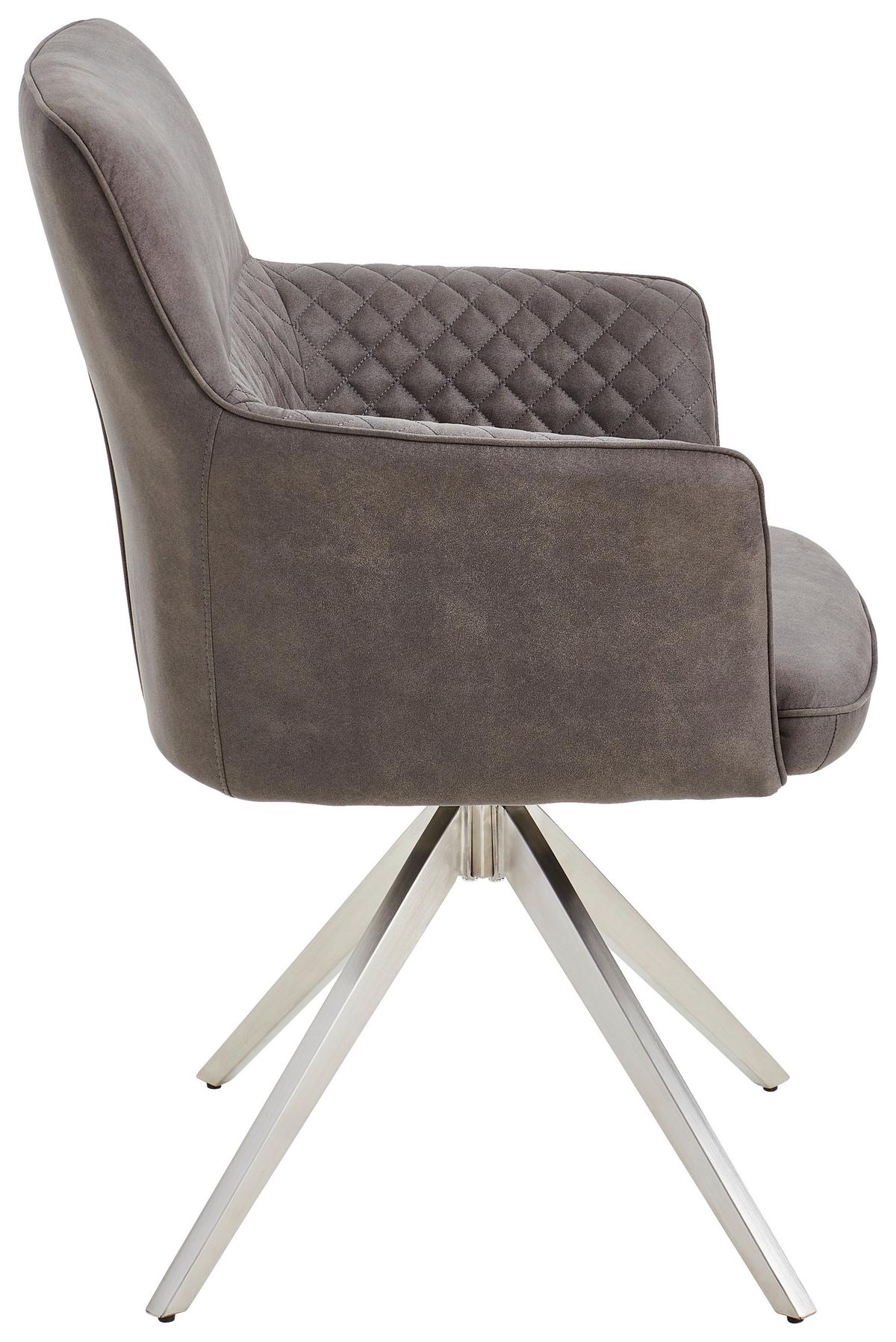 KRZESŁO Z PODŁOKIETNIKAMI KIM - kolor stalowy/szary, Basics, metal/tkanina (62/90/63cm) - MID.YOU