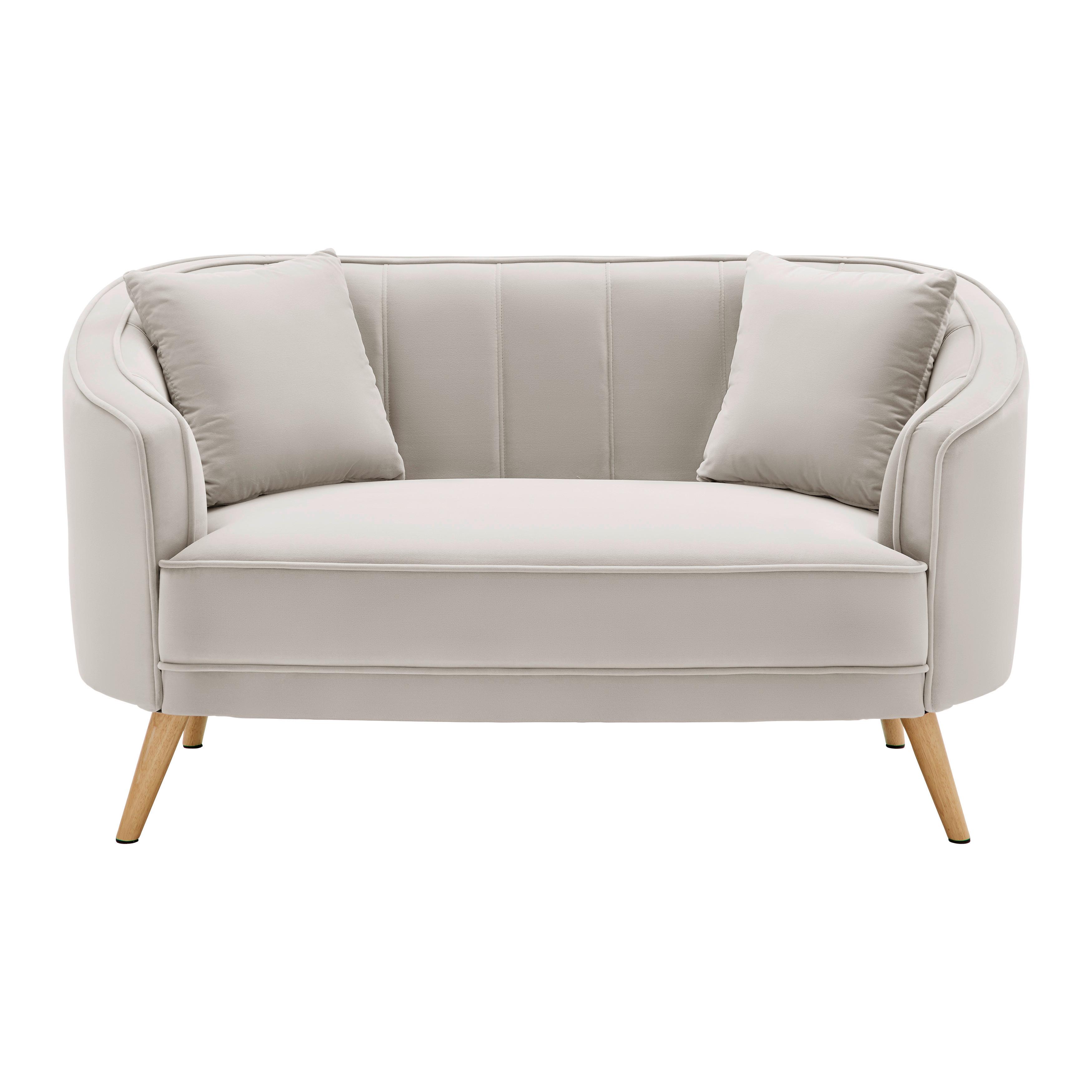 Sofa Hope Creme Samt - Greige/Naturfarben, MODERN, Holz/Textil (141/77/73cm) - Bessagi Home