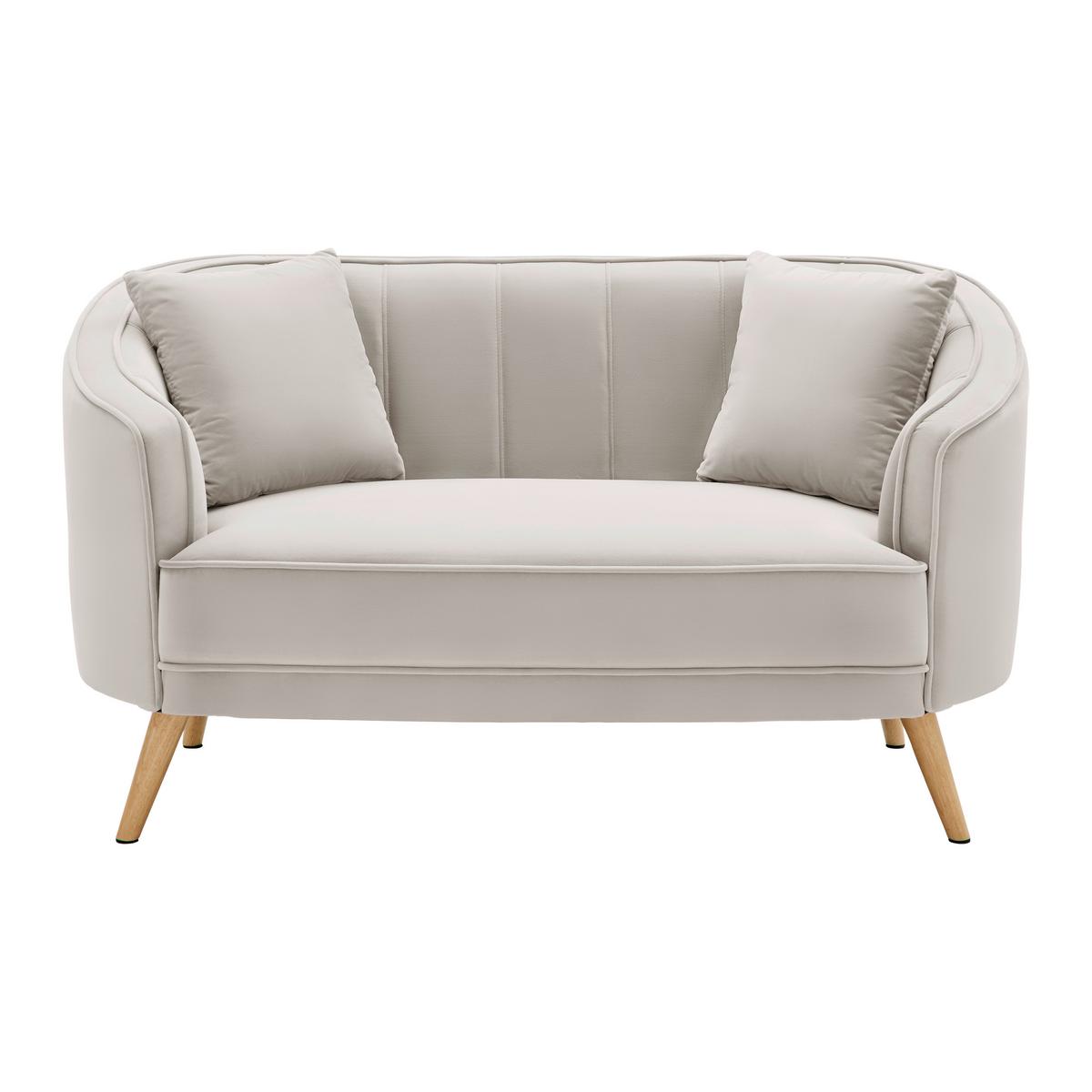Dvosed Hope, Naravna Barva, Žamet - sivobež/naravne barve, Moderno, tekstil/les (141/77/73cm) - Bessagi Home