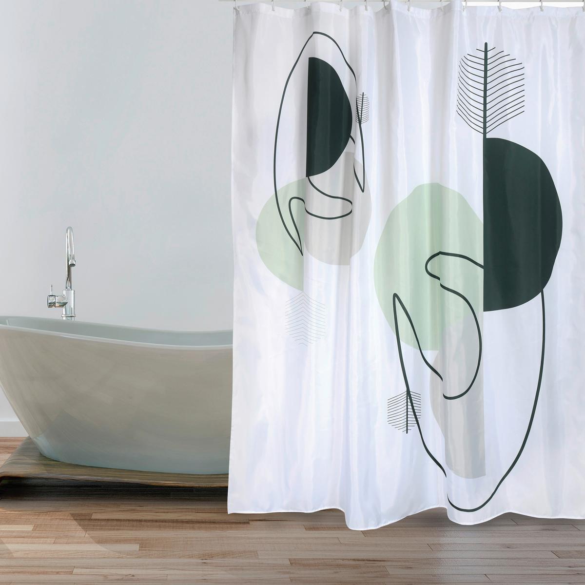 Duschvorhang Minimalist Style - Weiss/Grün, Konventionell (180/200cm) - Spirella