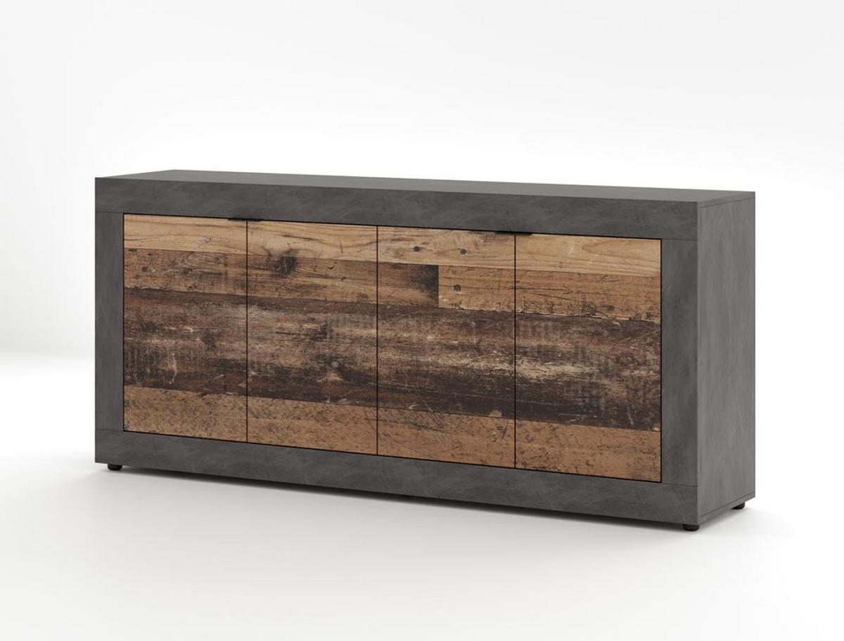 KOMODA SZEROKA LUNEA - czarny/kolor grafitowy, Design, materiał drewnopochodny/tworzywo sztuczne (180/86/42cm) - MID.YOU