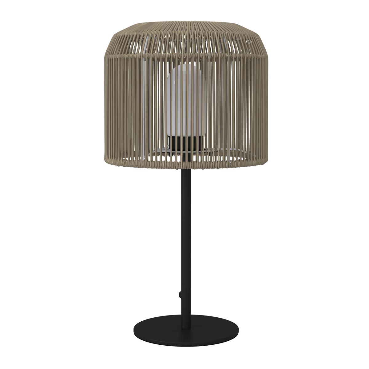 Tischleuchte Ivo in creme max. 40 Watt - Schwarz/Grün, MODERN, Kunststoff/Metall (30/58/30cm) - Bessagi Garden