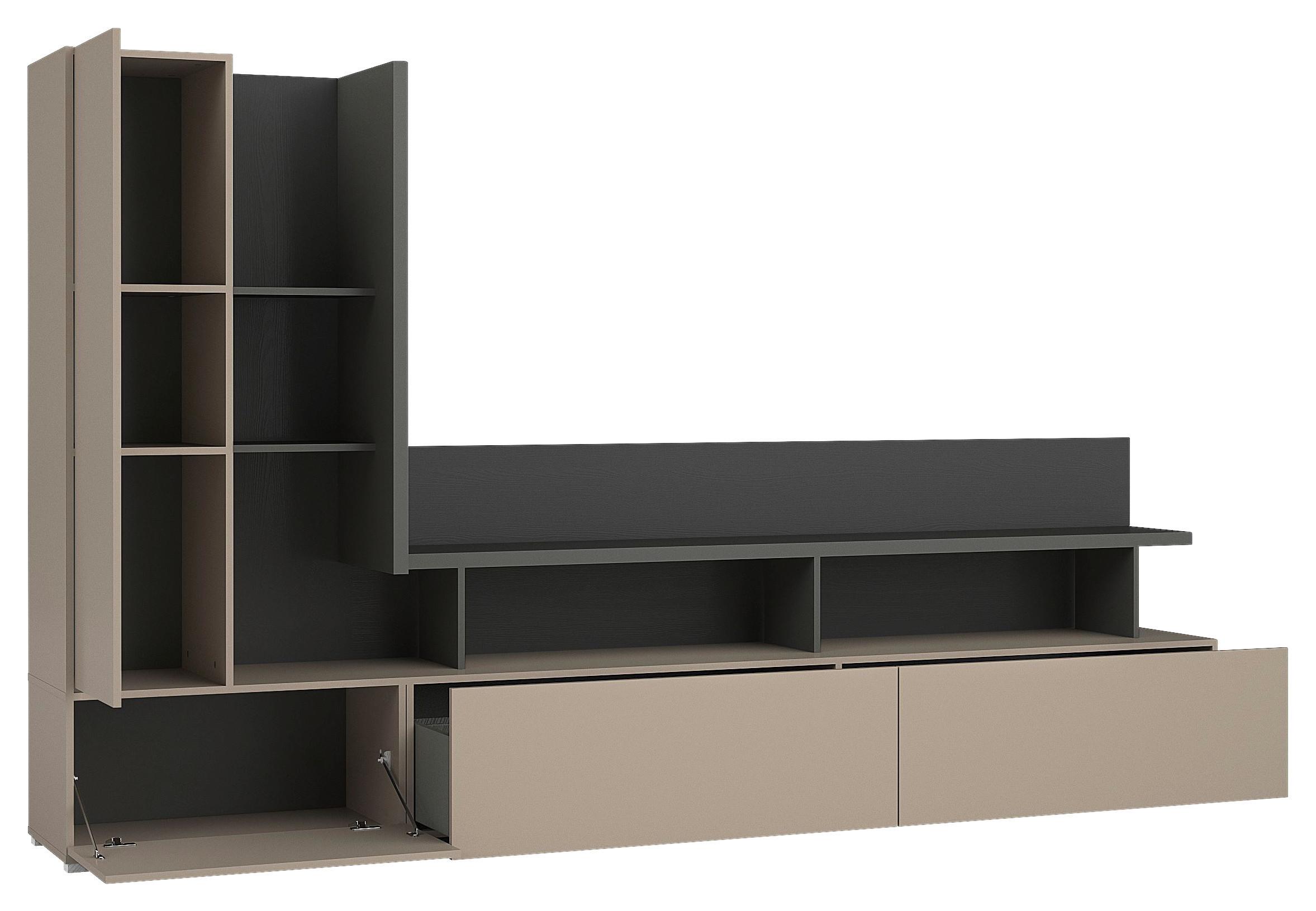 Nappali Szekrénysor Serio - antracit/homok, Basics, faalapú anyag (270/162/40cm)