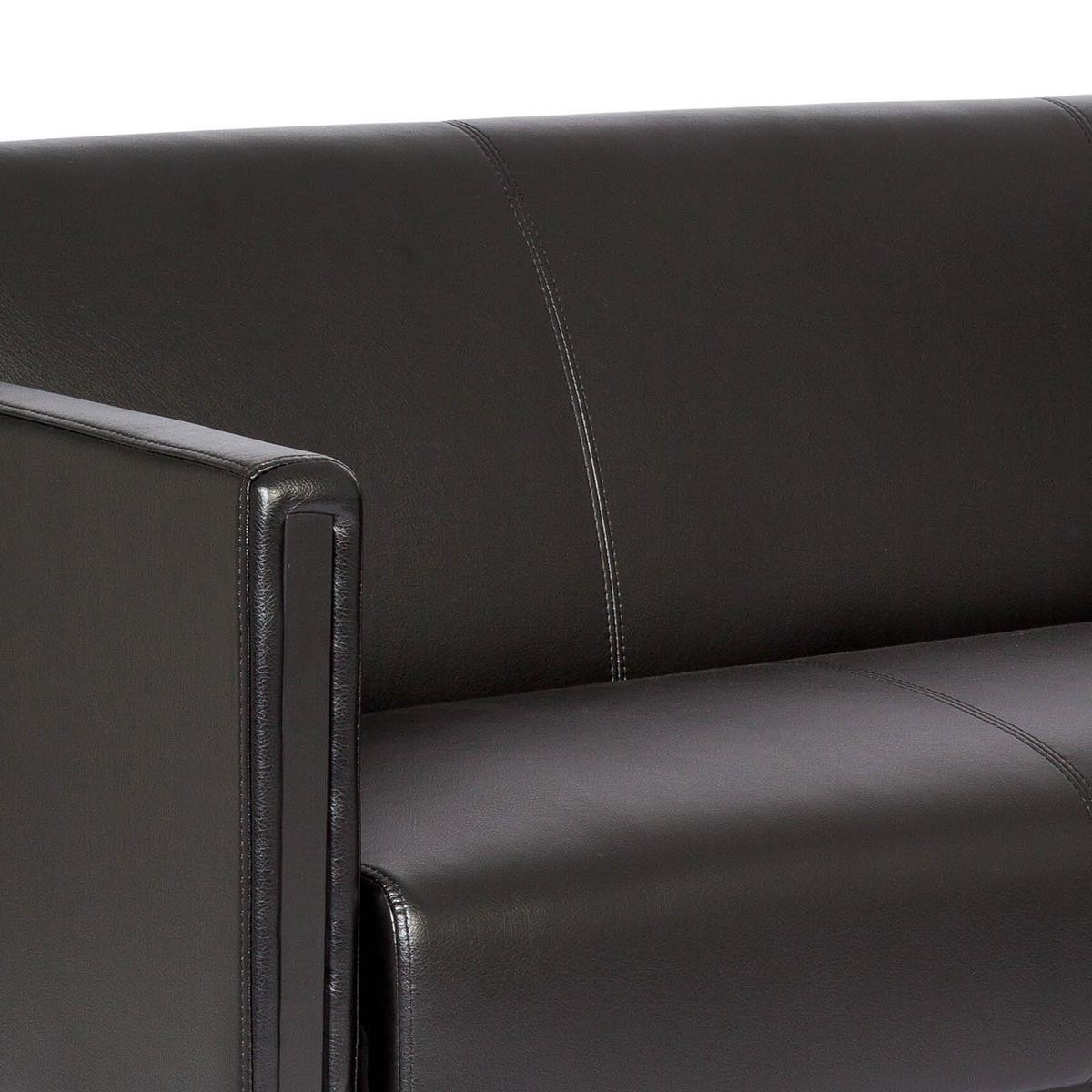 3-Sitzer-Sofa Bali Black Schwarz Lederlook - Schwarz, MODERN, Textil/Metall (159/78/71cm) - MID.YOU