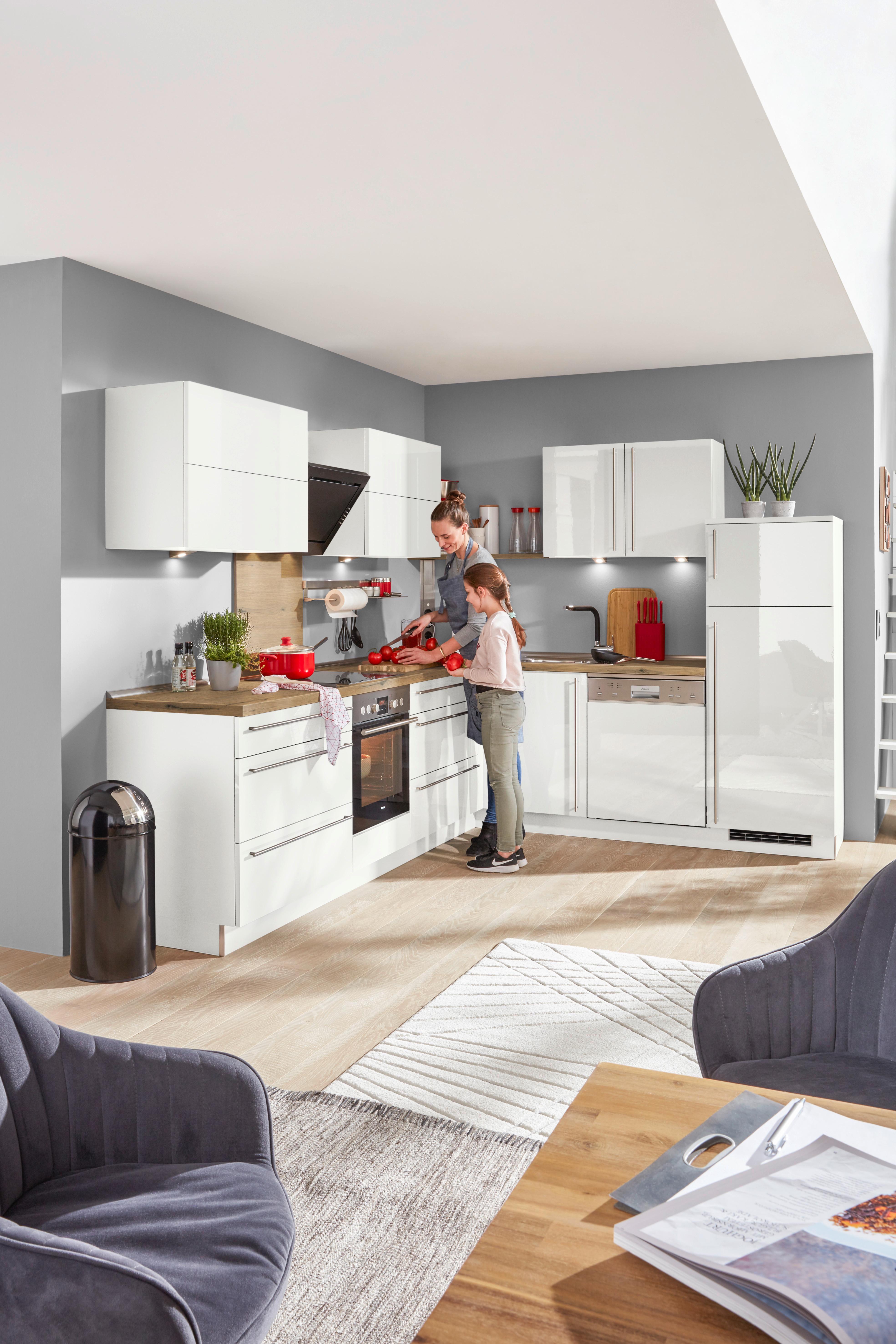 Eckküche Nolte Lux in Weiß - Weiß/Grau, MODERN (235/305cm) - Nolte Küchen
