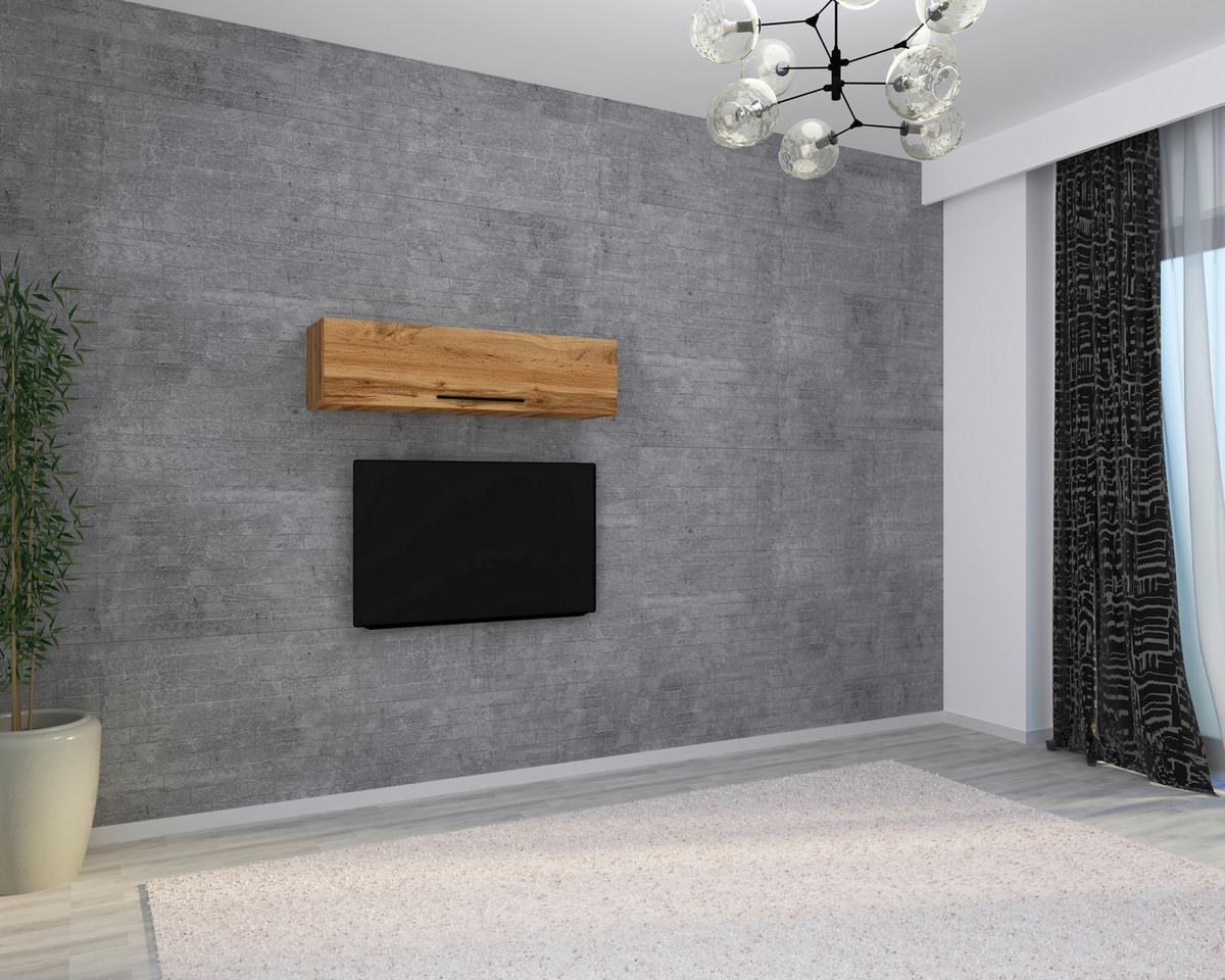 Stenski Regal Arila Xl, Hrast - črna/medeni hrast, Moderno, kovina/leseni material (115/30/30cm) - MID.YOU