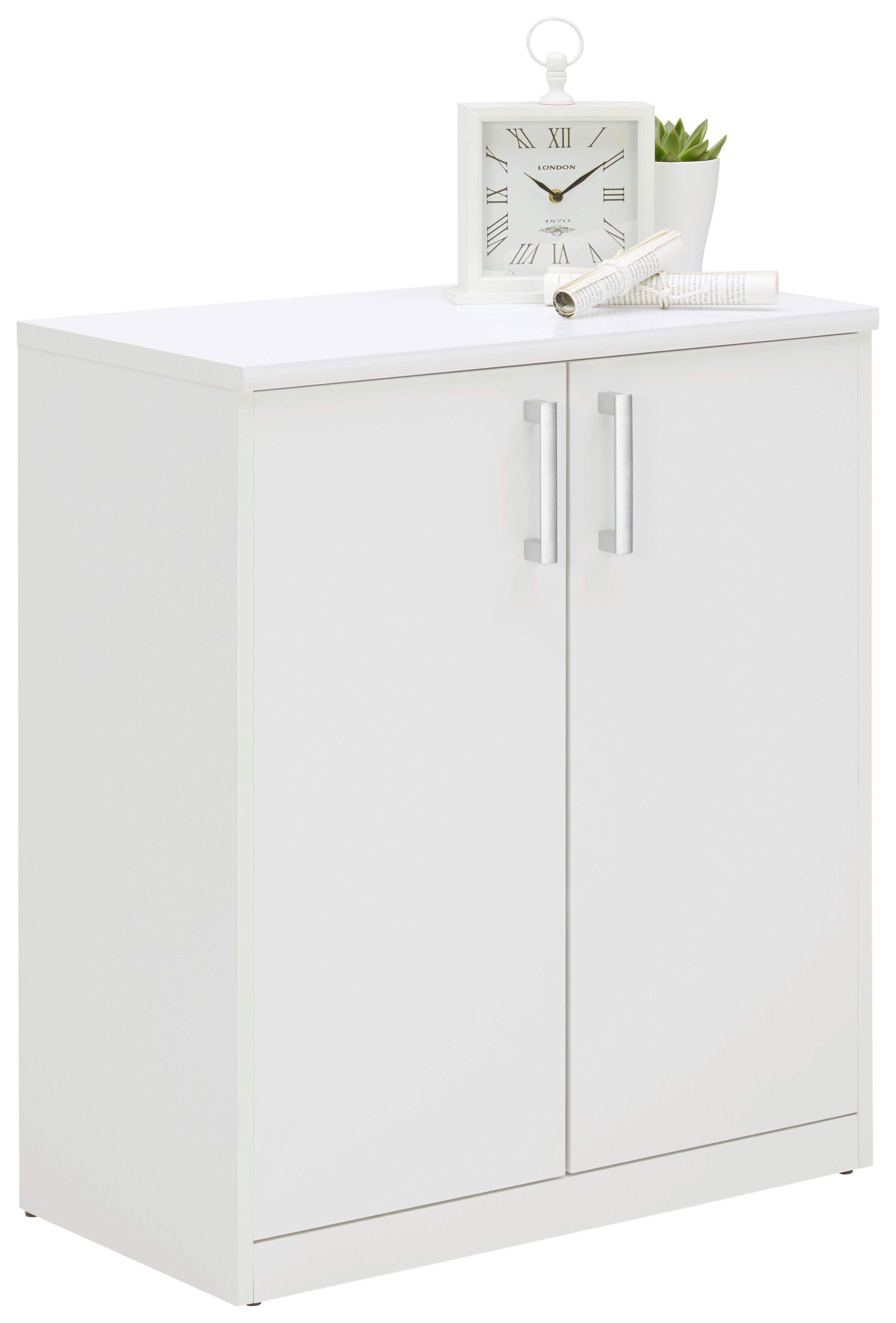 KOMODA EASY - kolor srebrny/biały, Basics, materiał drewnopochodny/tworzywo sztuczne (72,0/84,0/36,0cm) - Xora