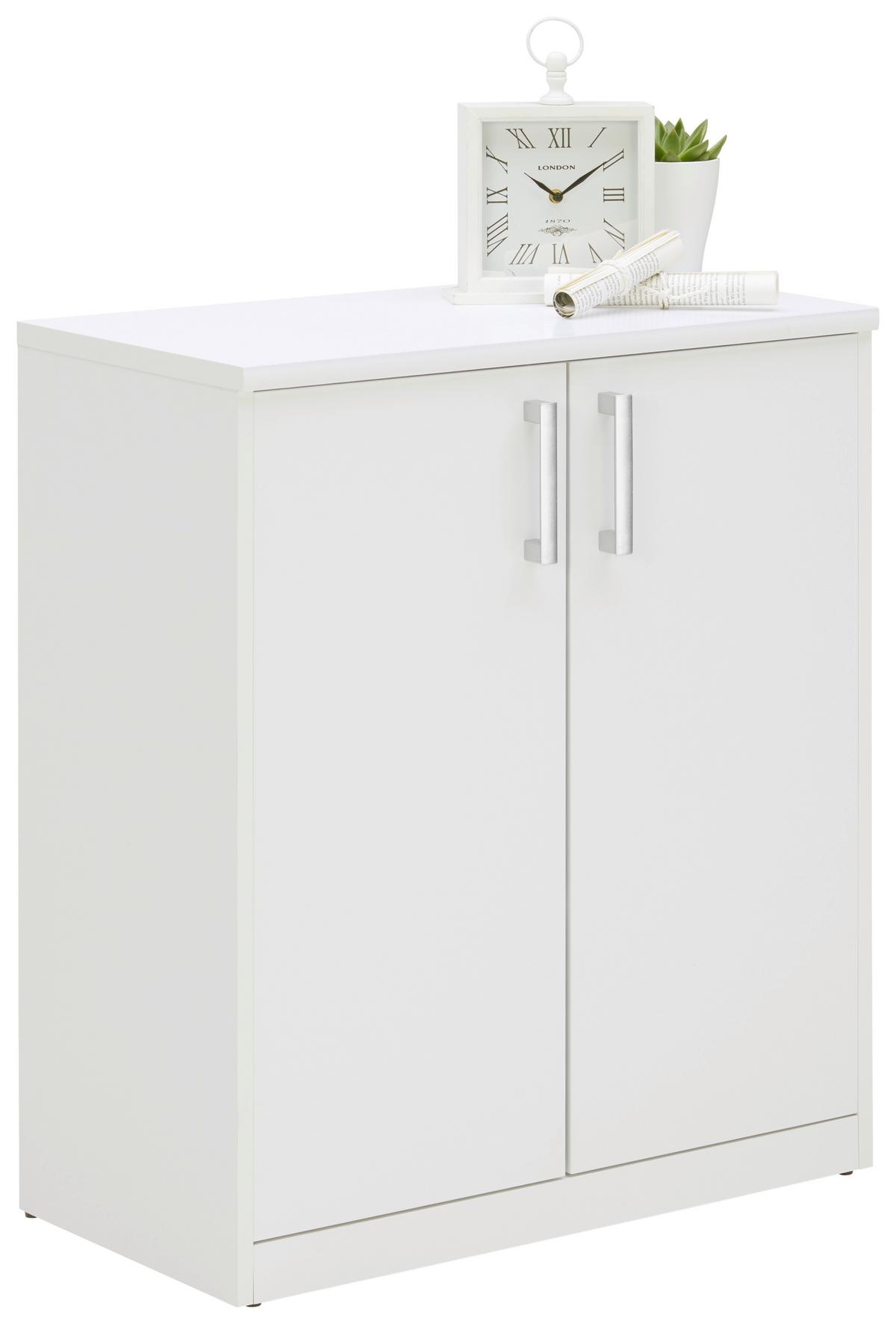 KOMODA EASY - kolor srebrny/biały, Basics, materiał drewnopochodny/tworzywo sztuczne (72,0/84,0/36,0cm) - Xora