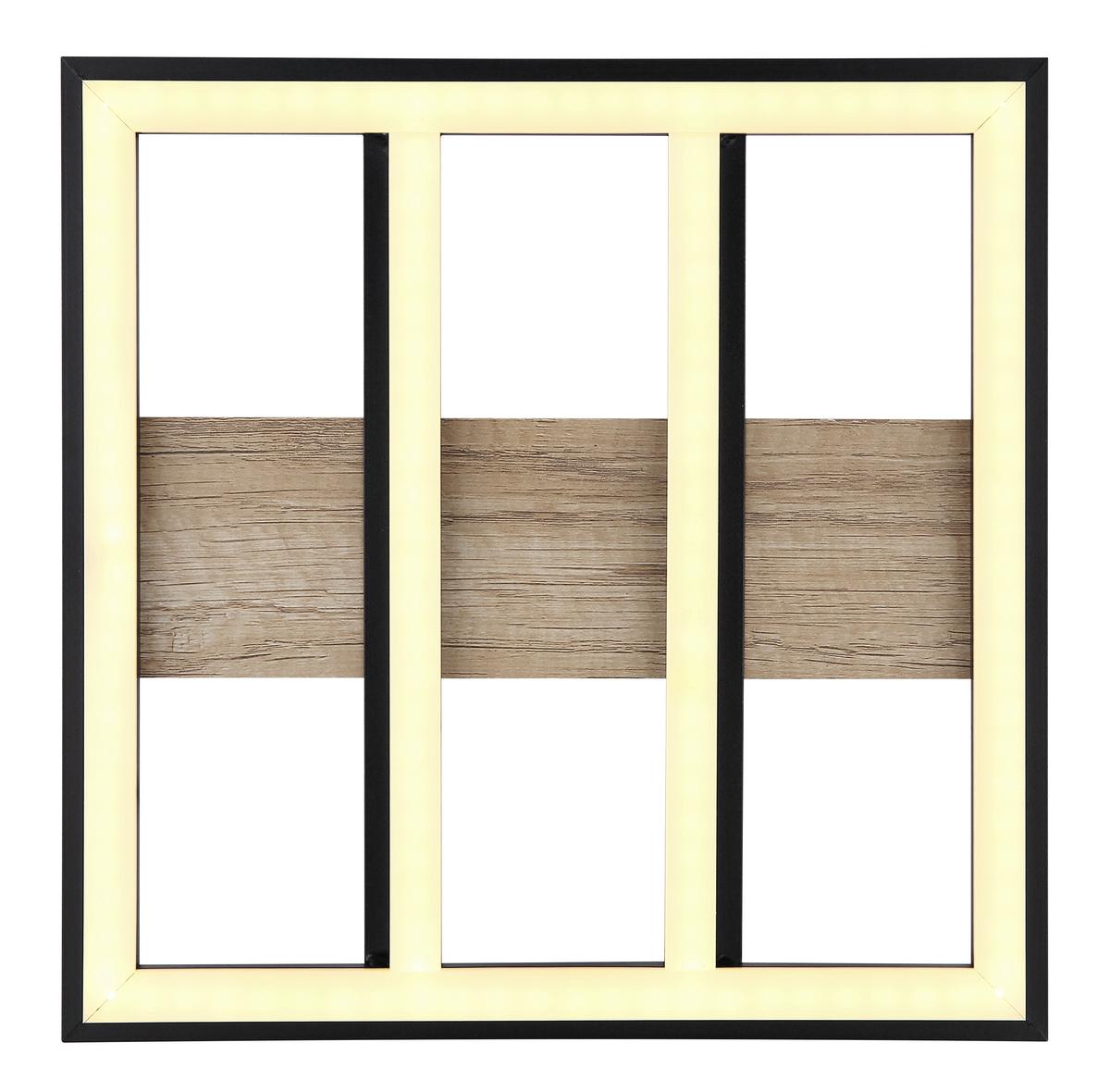 LED-Deckenleuchte Froomy Opal/Dunkelbraun max. 18 Watt - Dunkelbraun/Opal, Natur, Holzwerkstoff/Kunststoff (30/30/5,5cm) - Globo