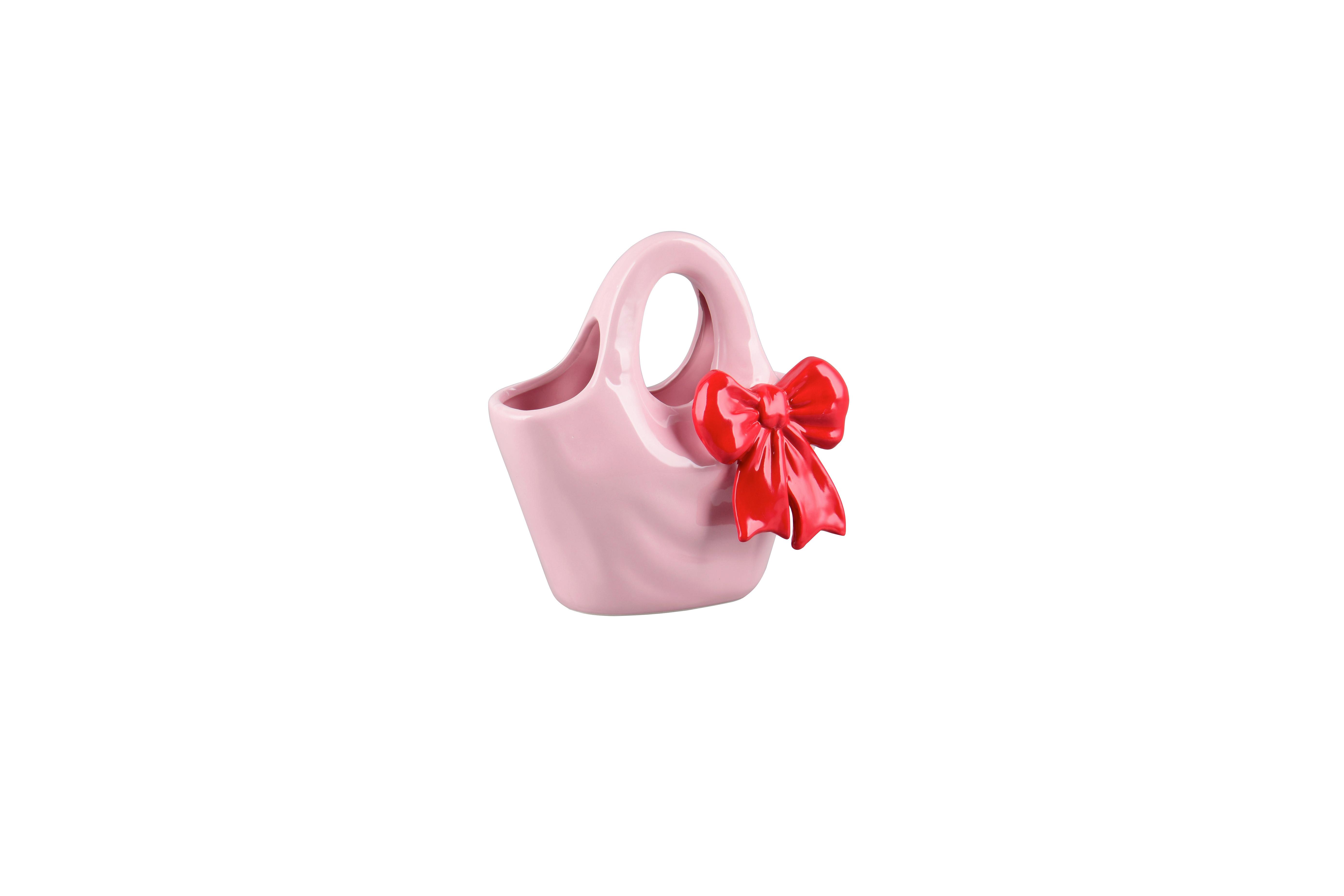 Dekovase Bow Rosa/Rot - Rot/Rosa, Basics, Keramik (20/12/20,5cm)