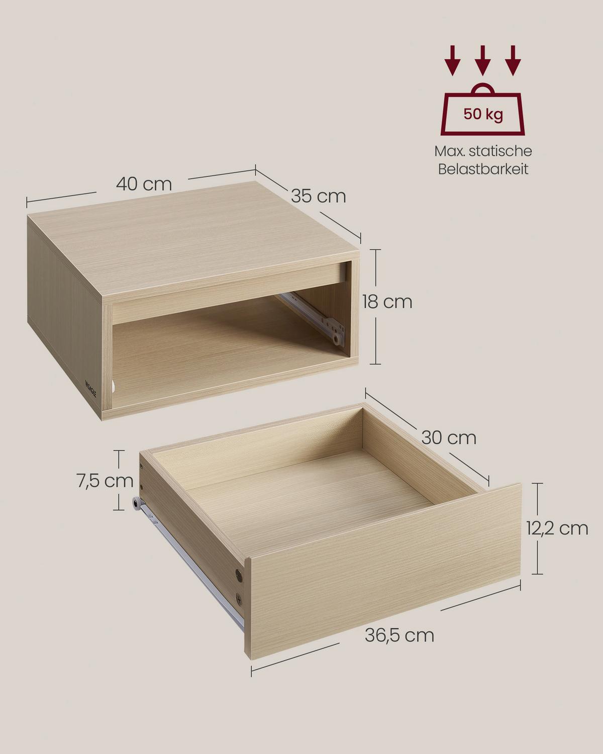 NACHTTISCH NIGHTSTAND - Beige, MODERN, Holzwerkstoff (40/18/35cm) - MID.YOU