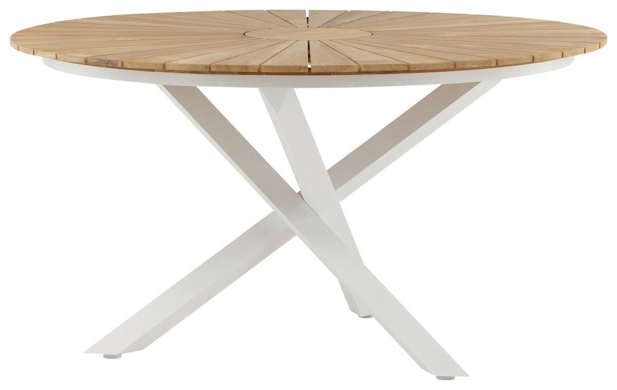 Gartentisch Mexico ca. 140x75 cm Alu Weiß/Teak - Weiß/Teakfarben, KONVENTIONELL, Holz/Metall (140/140/75cm) - Gardenson