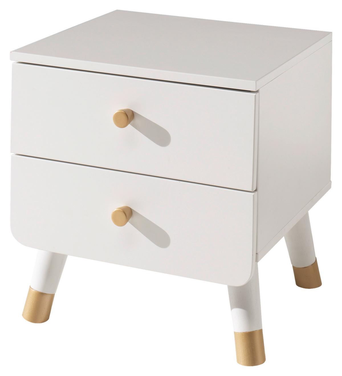 Kindernachtkästchen Weiß H: 45,2 cm Billy - Goldfarben/Weiß, KONVENTIONELL, Holzwerkstoff/Kunststoff (43/45,20/40cm) - MID.YOU