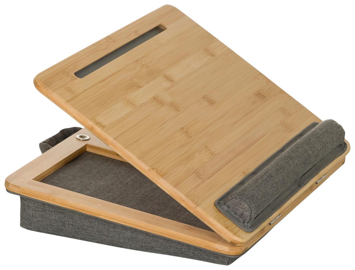 Podloga Za Prenosnik Comfilap Iii, Siva, Bambus - siva/rjava, Basics, tekstil/naravni materiali (42/9/34cm) - MID.YOU