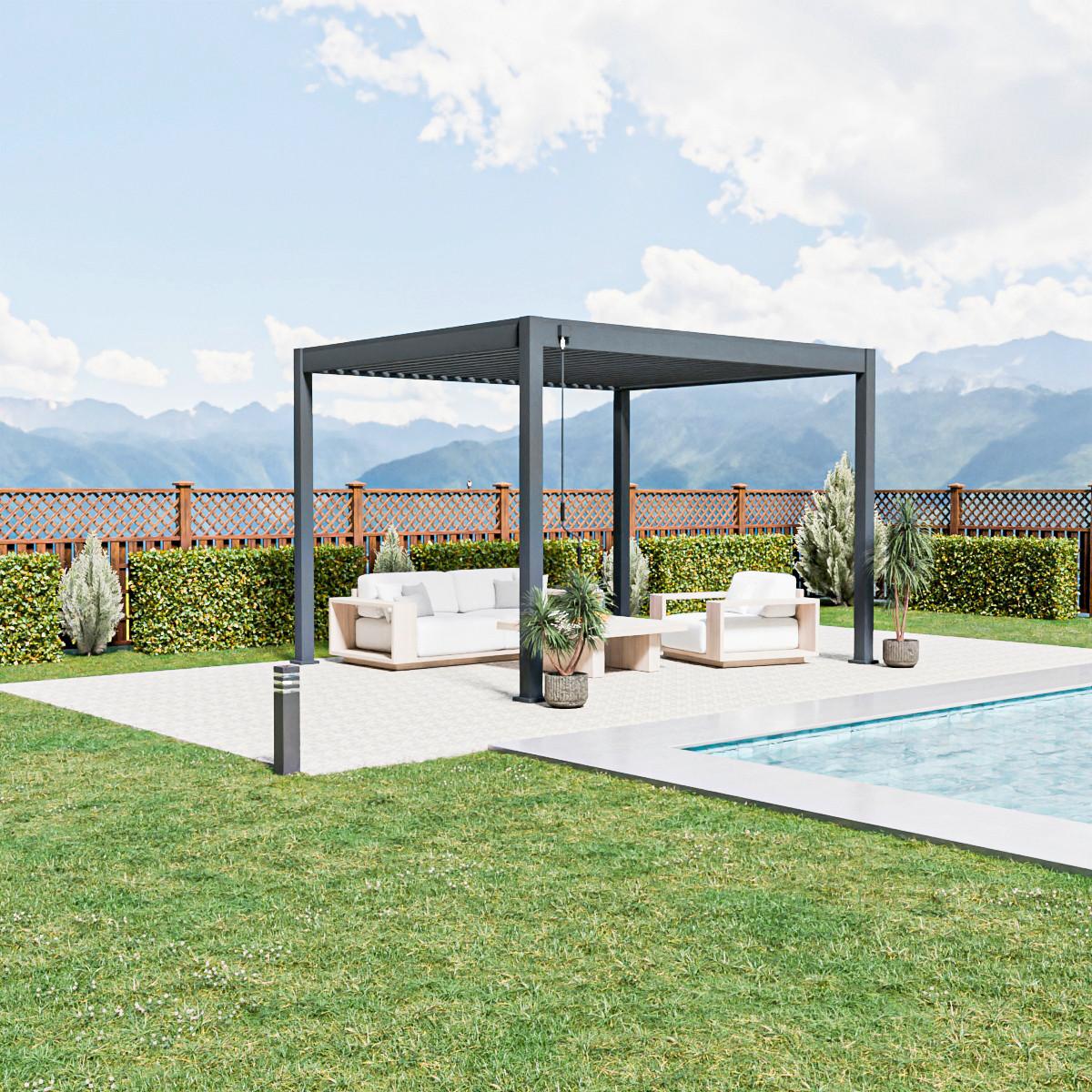 Pergola Trumpf, Antracit, 3x3,6m - barve grafita, Basics, kovina (300/255/360cm) - Gardenson
