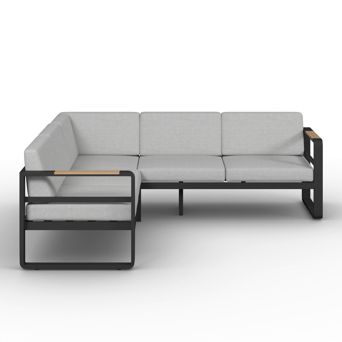 Dining-Loungeset Aruba Hellgr. /Schwarz Outdoorstoff/Metall - Hellgrau/Schwarz, MODERN, Kunststoff/Textil - Bessagi Garden