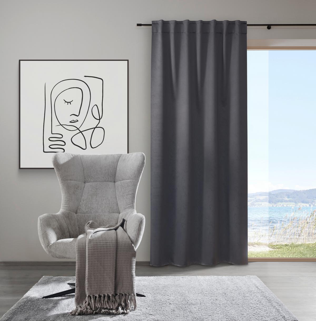Zavjesa Za Zamračivanje Alva - antracit, Moderno, tekstil (140/245cm) - Premium Living