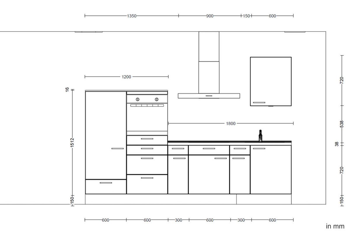 Küchenleerblock Flash Low o. Geräte Hellgrau - Schieferfarben/Edelstahlfarben, MODERN, Holzwerkstoff/Metall (300cm) - Nobilia
