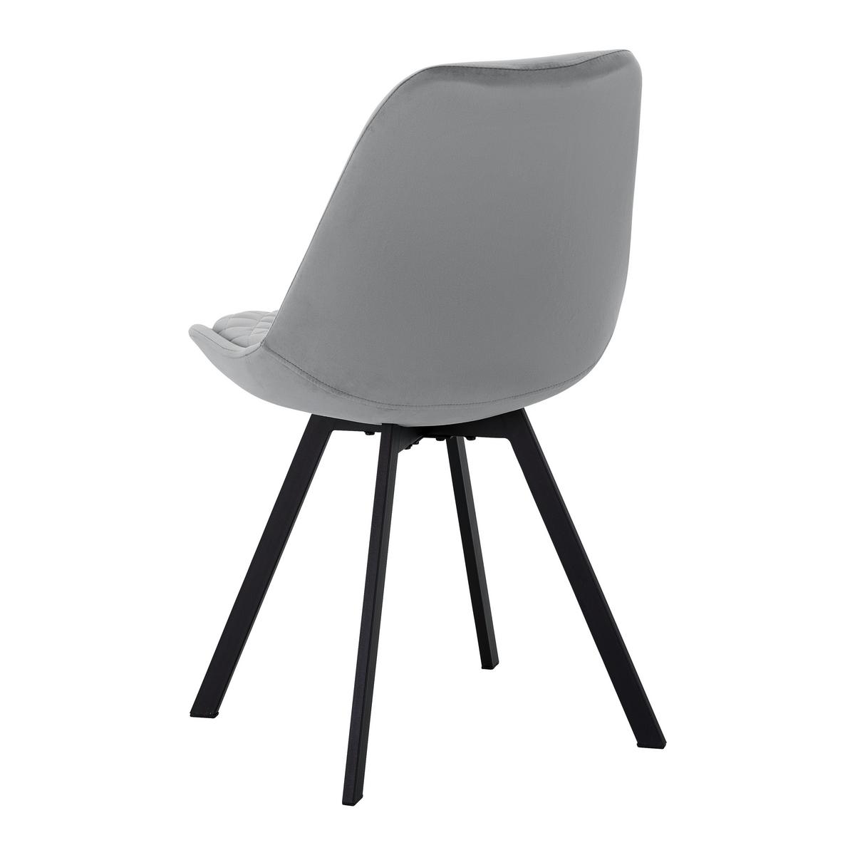 Stuhl Mia Grau Samtbezug Gepolstert - Schwarz/Grau, MODERN, Holz/Textil (49/83/53cm) - Bessagi Home