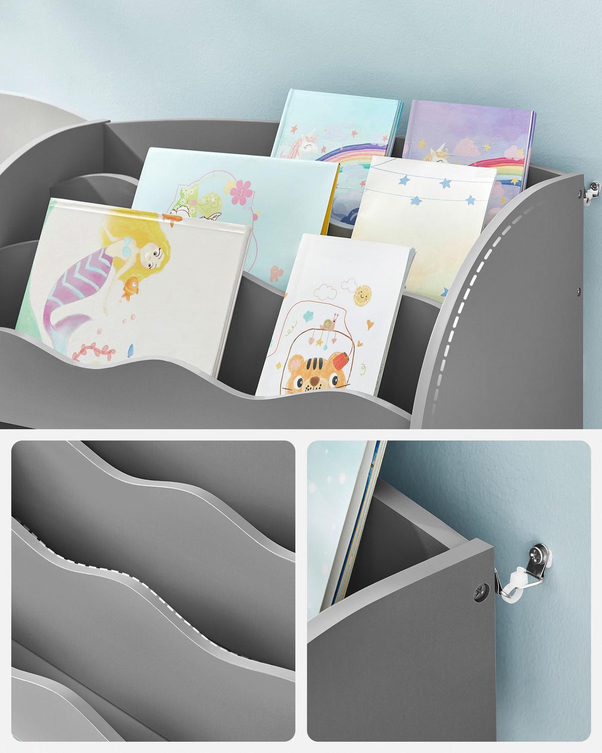 Kinderregal in Grau ca. 90x100x30 cm - Grau, MODERN, Holzwerkstoff/Textil (90/100/30cm) - MID.YOU