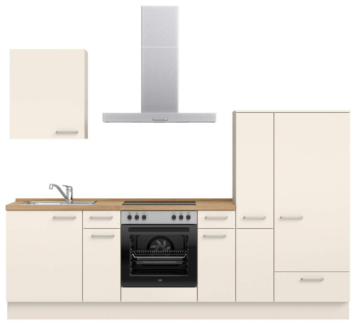 Küchenblock Touch Low m. Geräten Magnolie - Edelstahlfarben/Eichefarben, MODERN, Holzwerkstoff/Metall (270cm) - Nobilia
