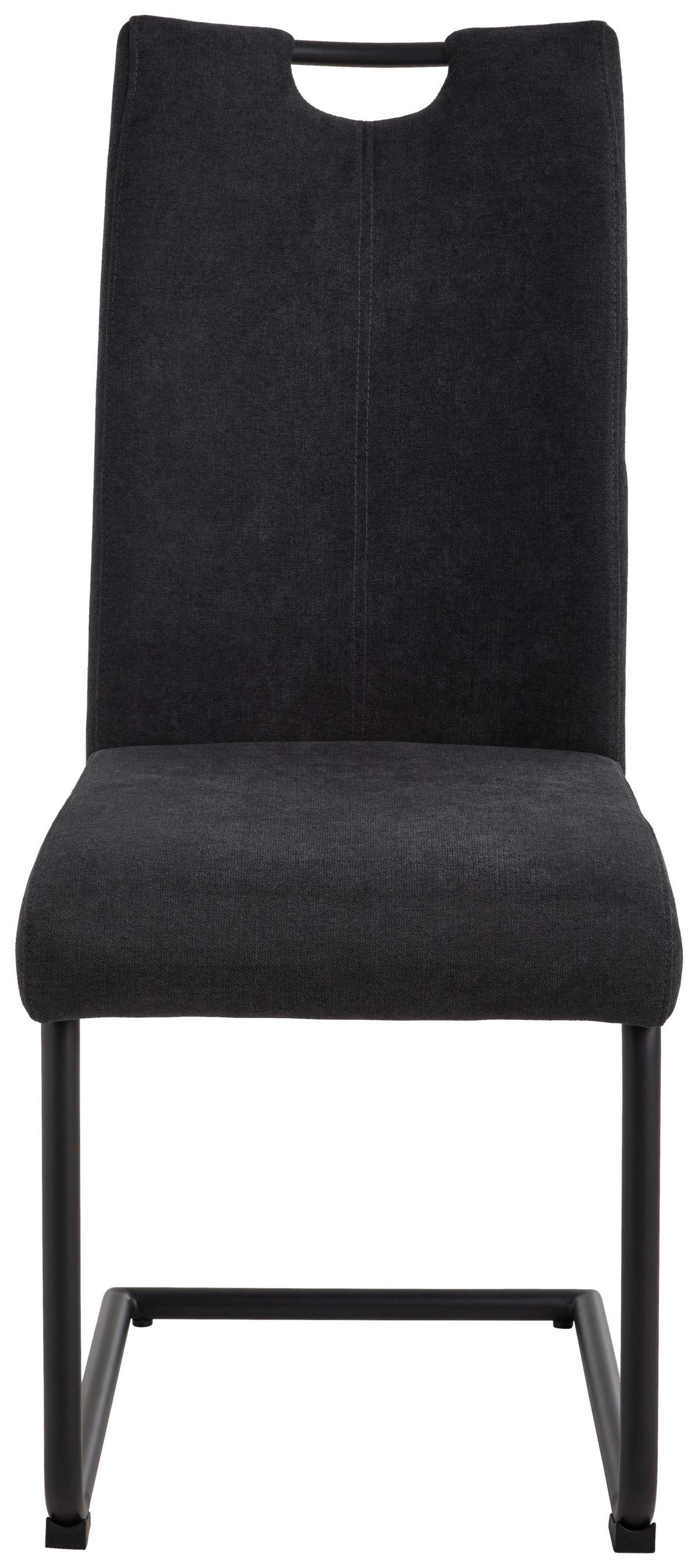 KRZESŁO NA PŁOZIE MAXL - antracytowy/czarny, Basics, metal/drewno (44/99/63cm) - MID.YOU