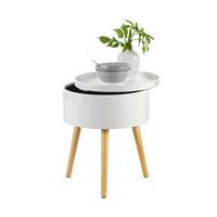 STOLIK BOCZNY LOLA - kolor naturalny/biały, Design, materiał drewnopochodny/drewno (38/38/48,5cm) - Carryhome