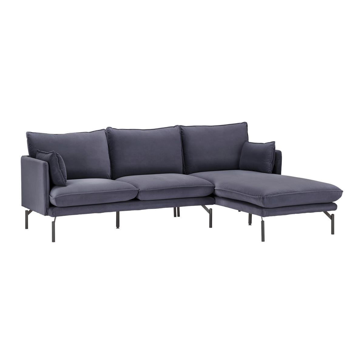 Sarokkanapé Rosa - szürke, Modern, textil/fém (226/84/163cm) - Bessagi Home