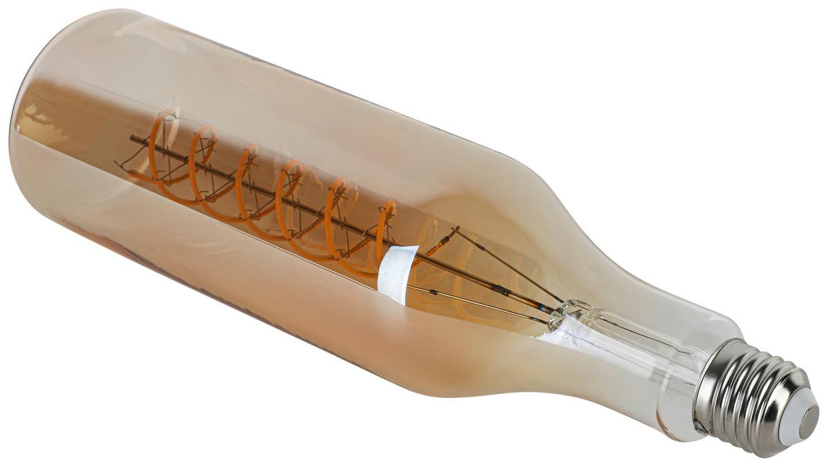 LED-Leuchtmittel Flasche Bernsteinfarben max. 4 Watt - Bernsteinfarben, Romantik / Landhaus, Glas/Metall (7,5/27,5cm) - Mömax