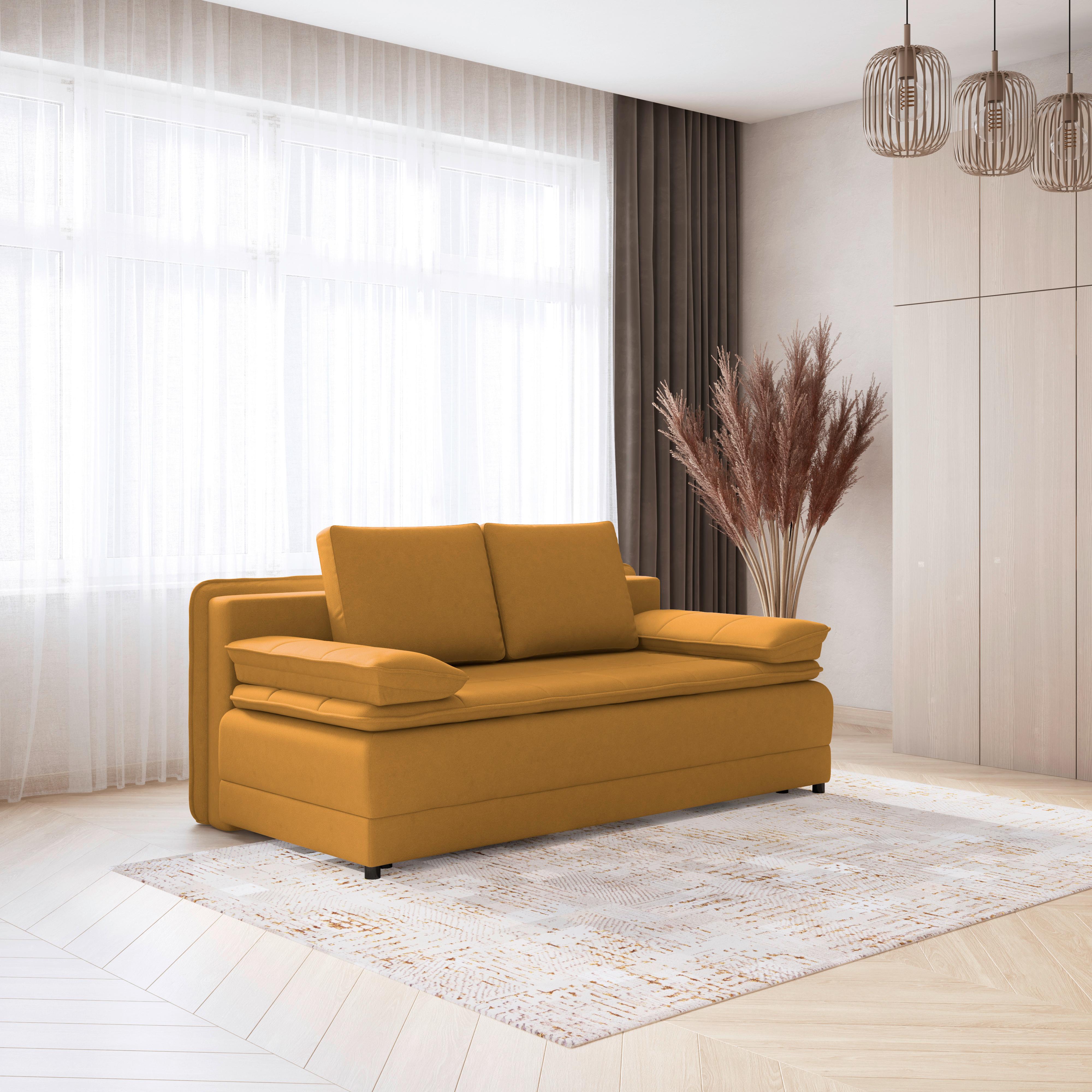 Trosjed Na Razvlačenje Alice - žuta/crna, Moderno, tekstil/plastika (202/73-92/105cm) - Modern Living