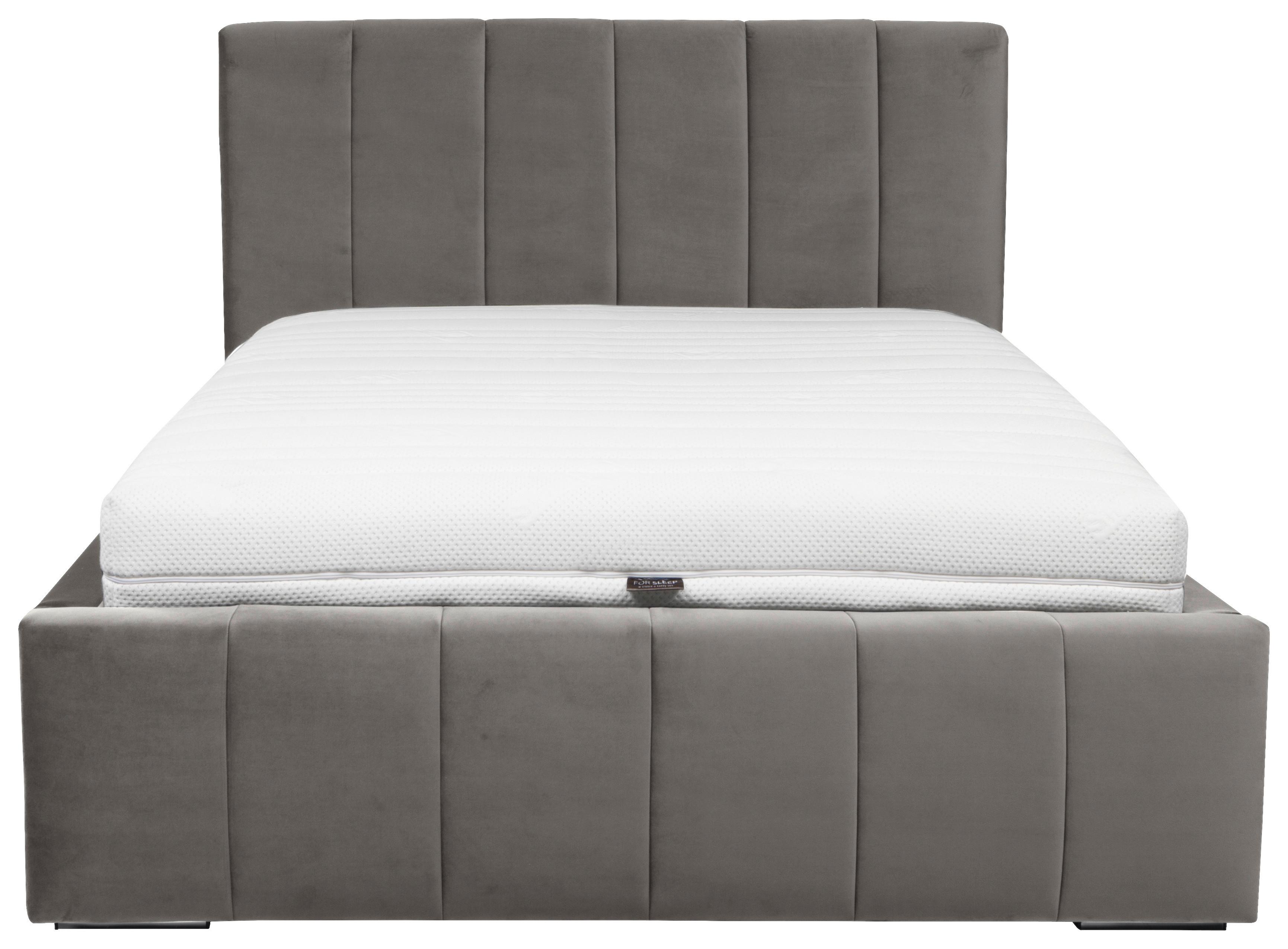 Posterbett Allos ca. 140x200 cm Grau - Chromfarben/Kernbuche, MODERN, Holz/Textil (140/200cm) - MID.YOU
