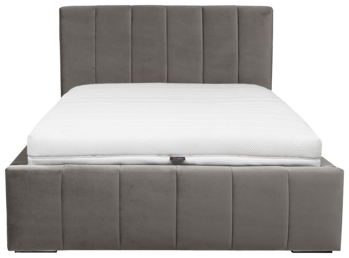 Posterbett Allos ca. 140x200 cm Grau - Chromfarben/Kernbuche, MODERN, Holz/Textil (140/200cm) - MID.YOU