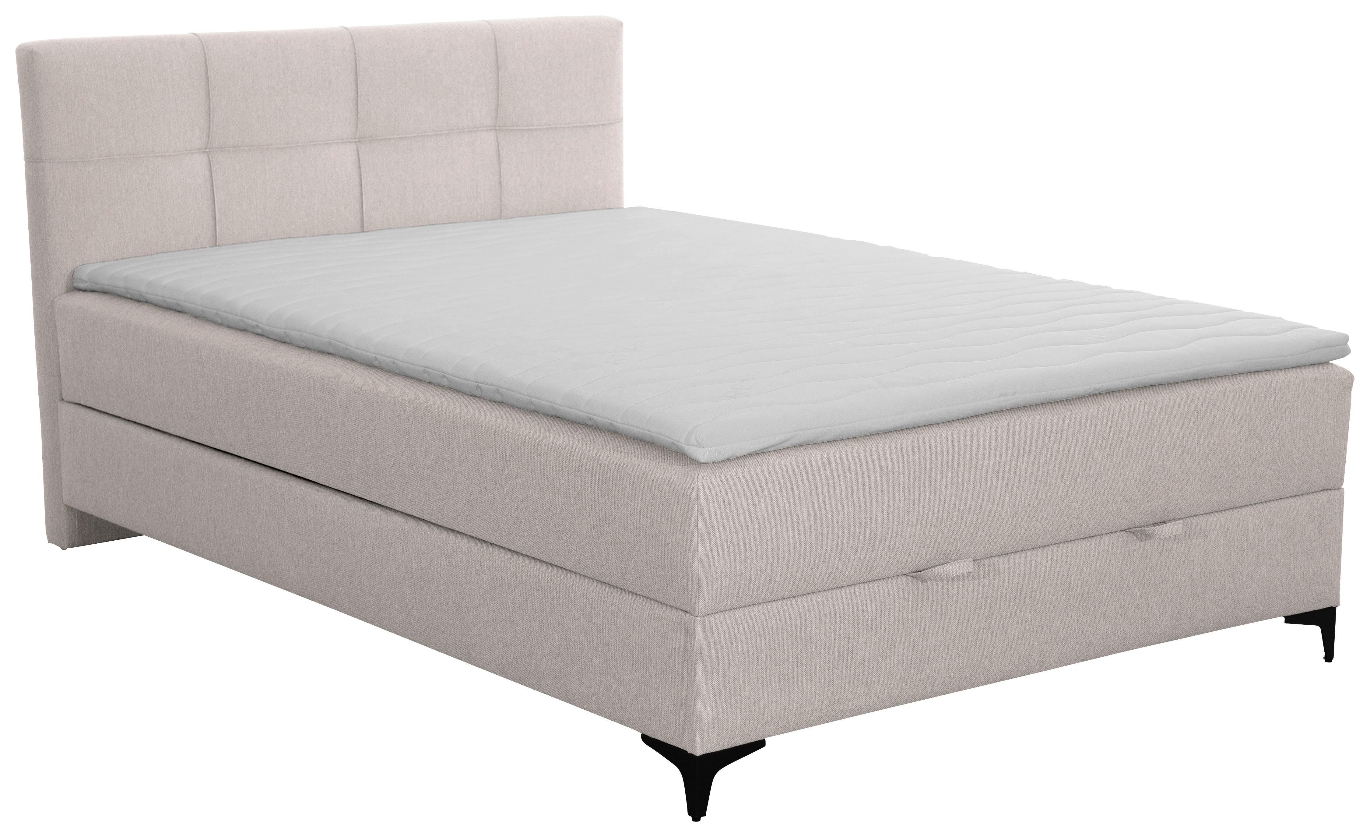 Oblazinjena Postelja Freddie, Bež, 140x200 - črna/bež, Konvencionalno, kovina/tekstil (140/200cm) - Mömax