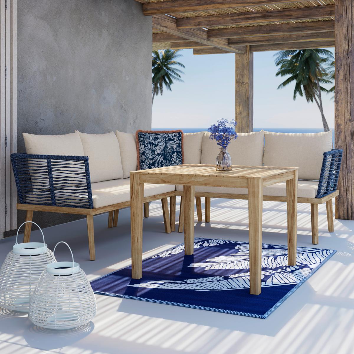 Kerti Garnitúra Julina - akáciaszínű/krémszínű, Modern, textil/fa (205/76/72cm) - Bessagi Garden