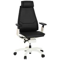 Pisarniški Stol Genidia Pro W, Črna, Pravo Usnje - črna/bela, Moderno, umetna masa/usnje (57/119/46cm) - MID.YOU