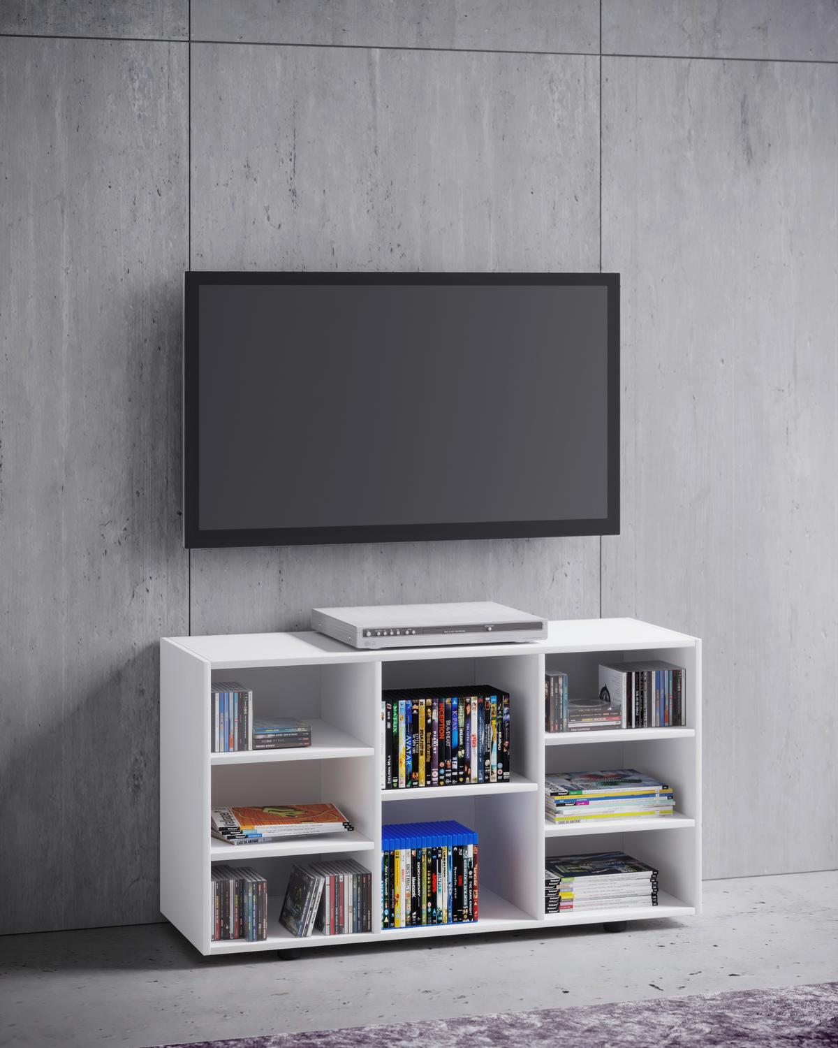 Tv Element Fetino, Bela - črna/bela, Moderno, umetna masa/leseni material (114/60/40cm) - MID.YOU