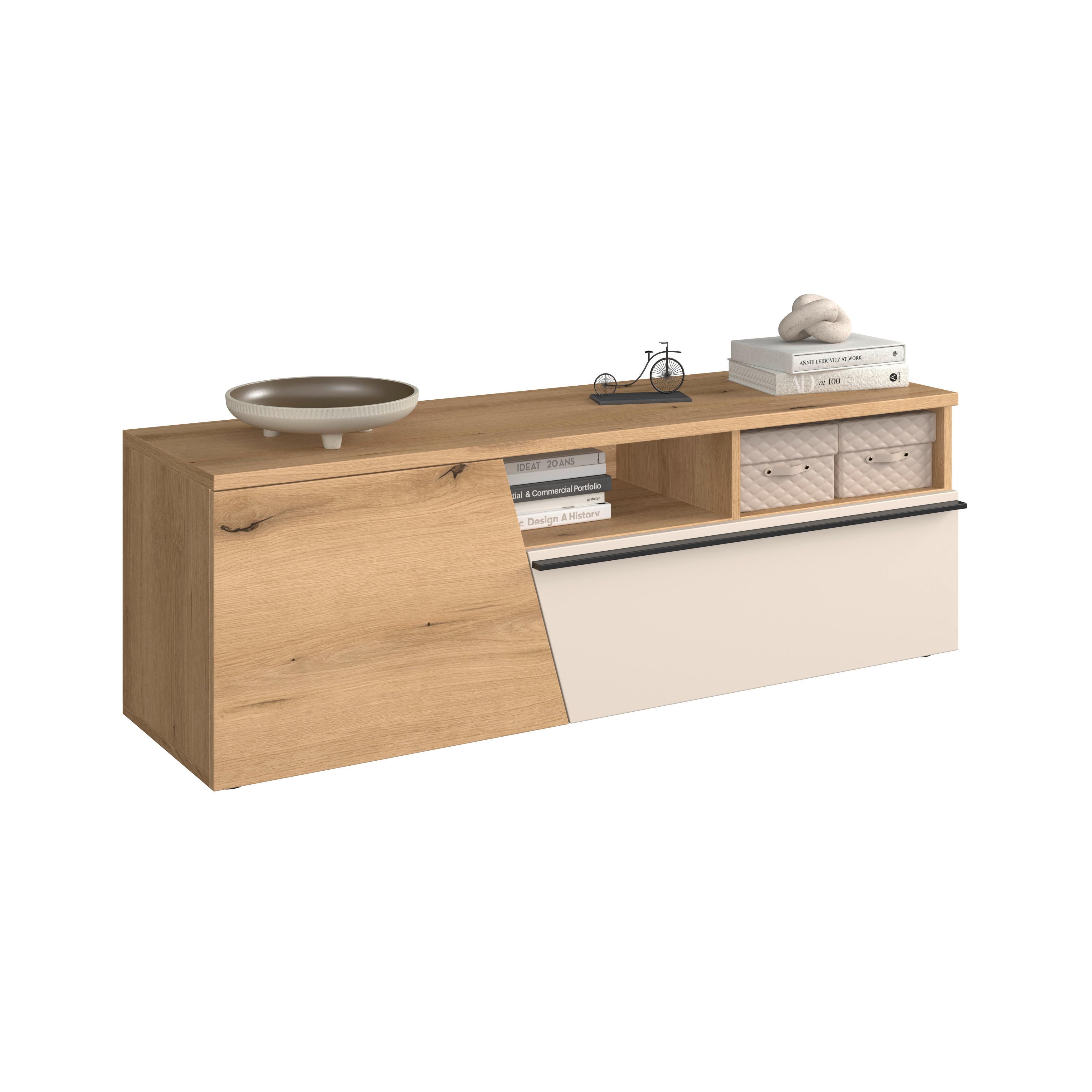 Venedig New Tv Komoda - kašmir/boje hrasta, Moderno, drvni materijal/plastika (140/47/40cm) - Modern Living