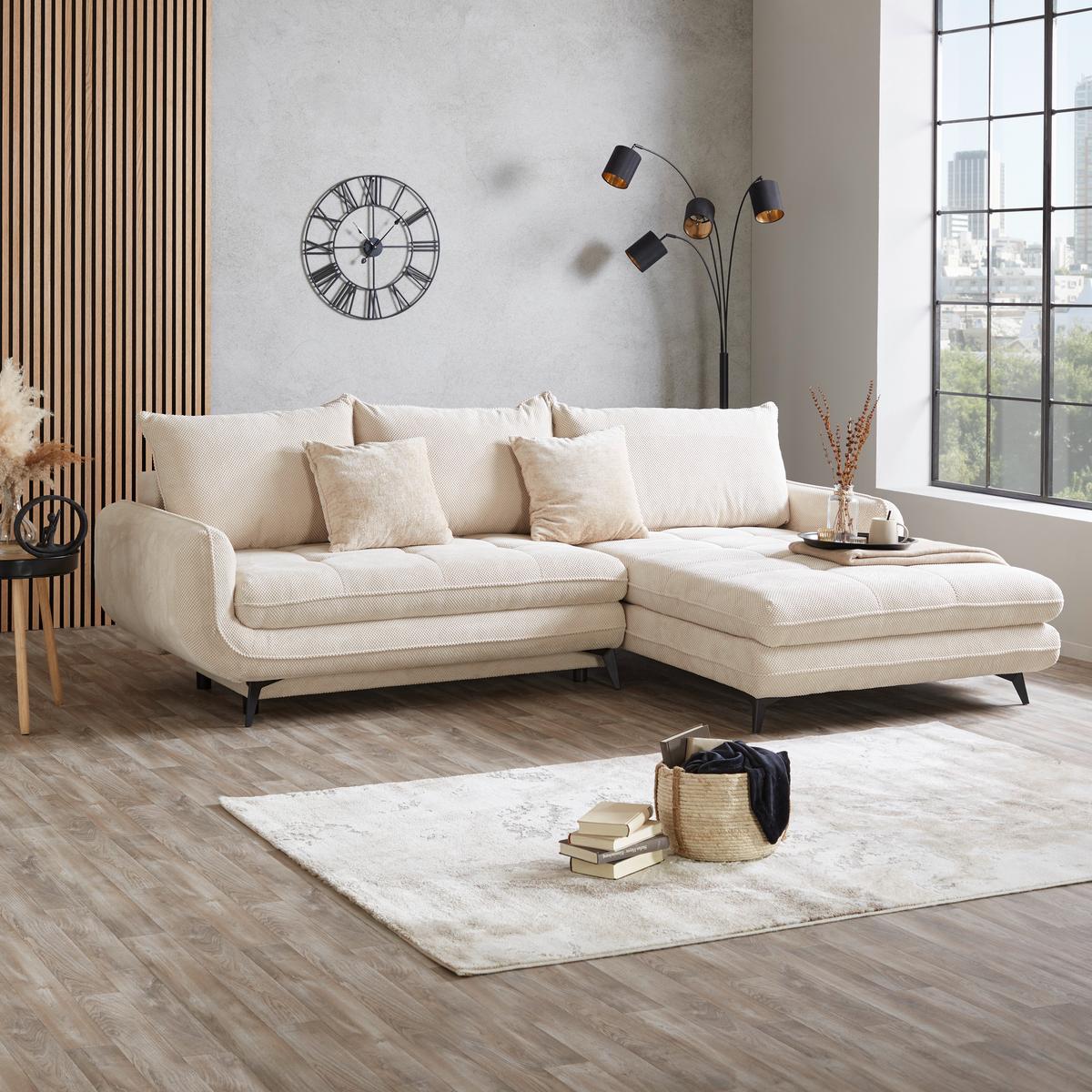 Canapea modulară WAVE - bej, Modern, lemn/metal (266/189cm) - Modern Living