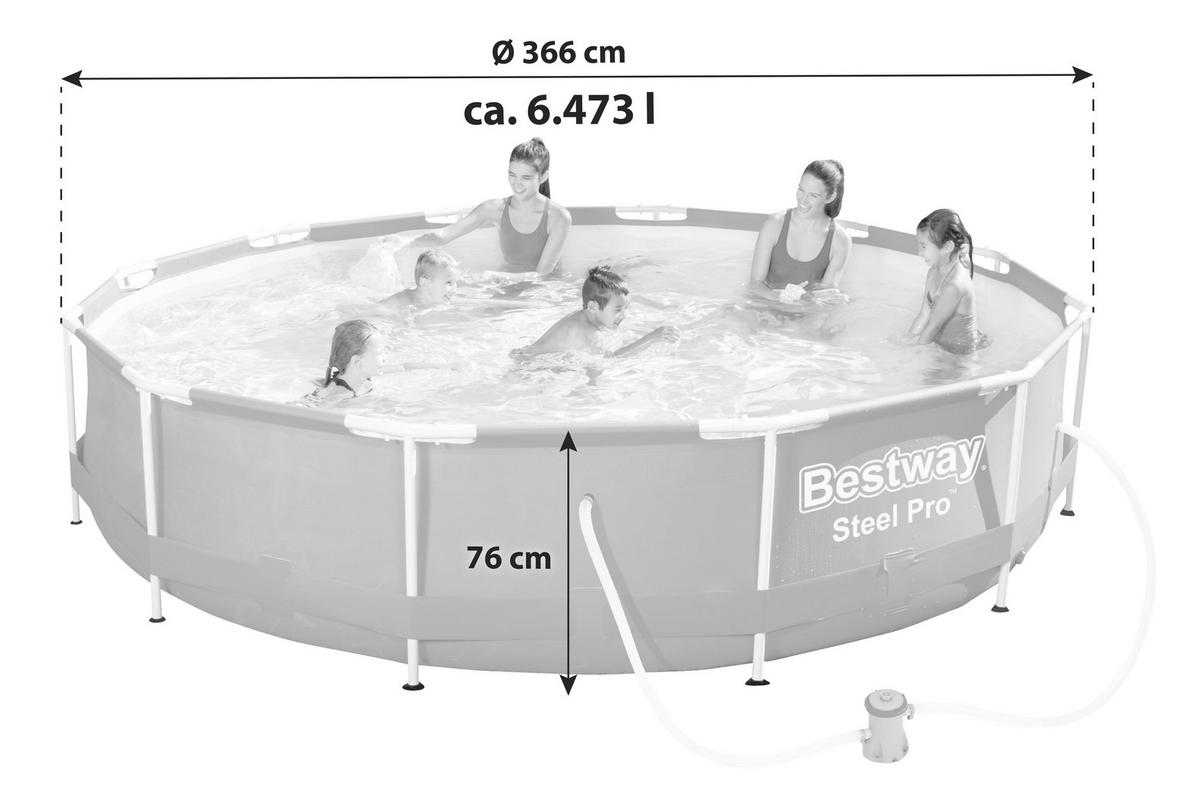 Medence Merevfalú Patric - kék/fehér, műanyag/fém (366/76cm) - Bestway