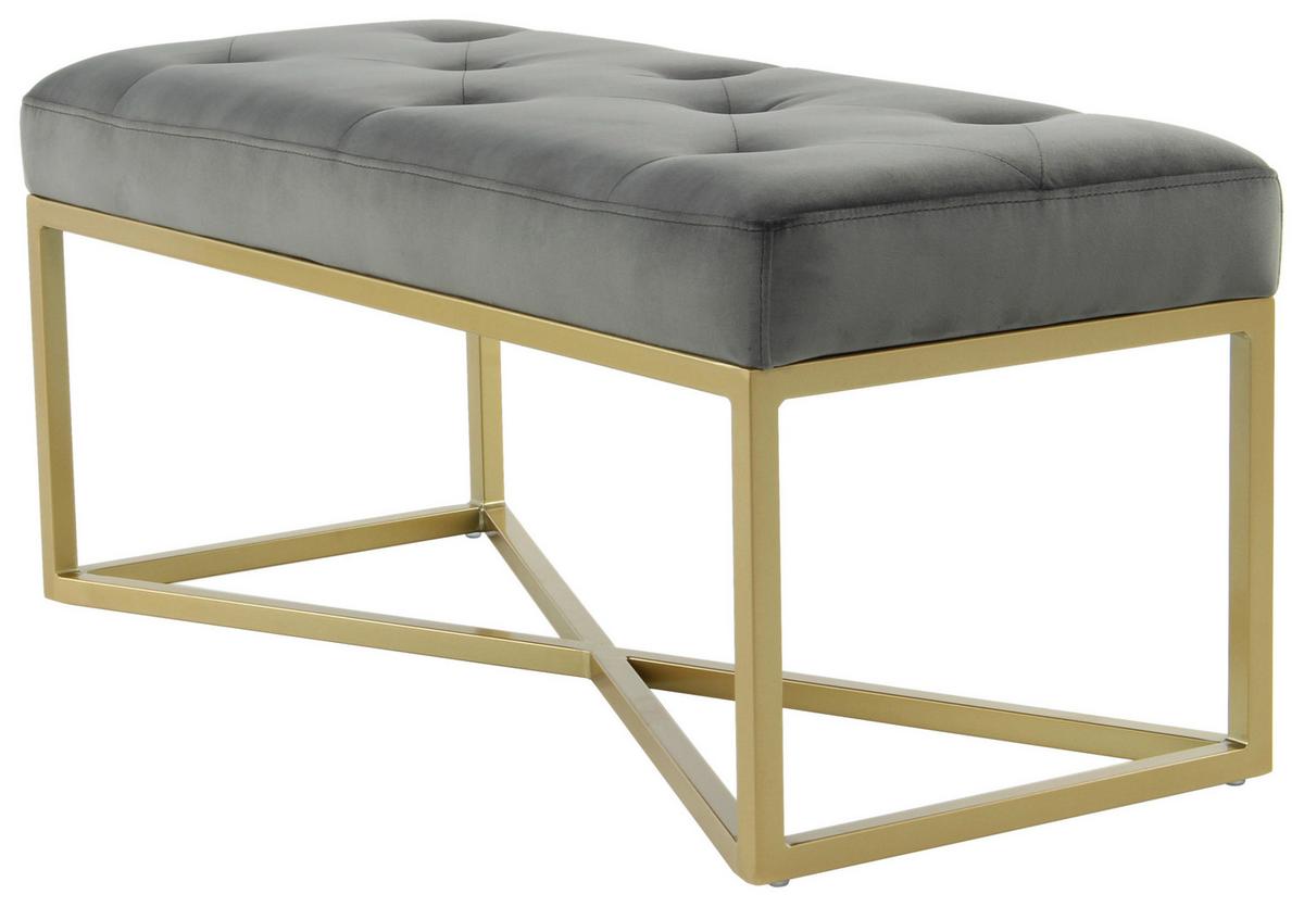 SITZBANK DIAZ 100 GRAU / GOLD - Goldfarben/Grau, Design, Holzwerkstoff/Textil (40/40/90cm) - Kayoom